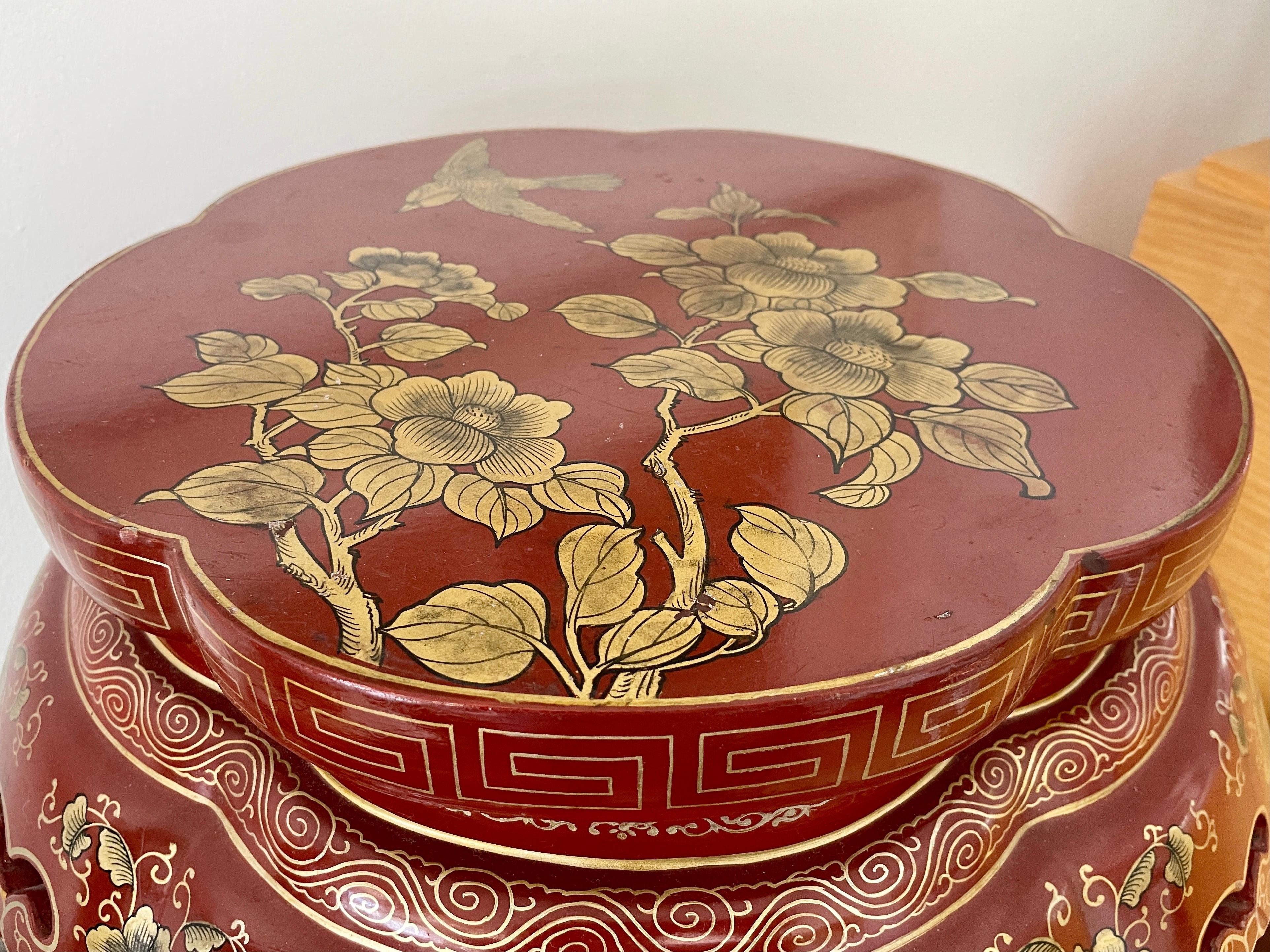 Chinoiserie Low Stool in Original Finish For Sale 2