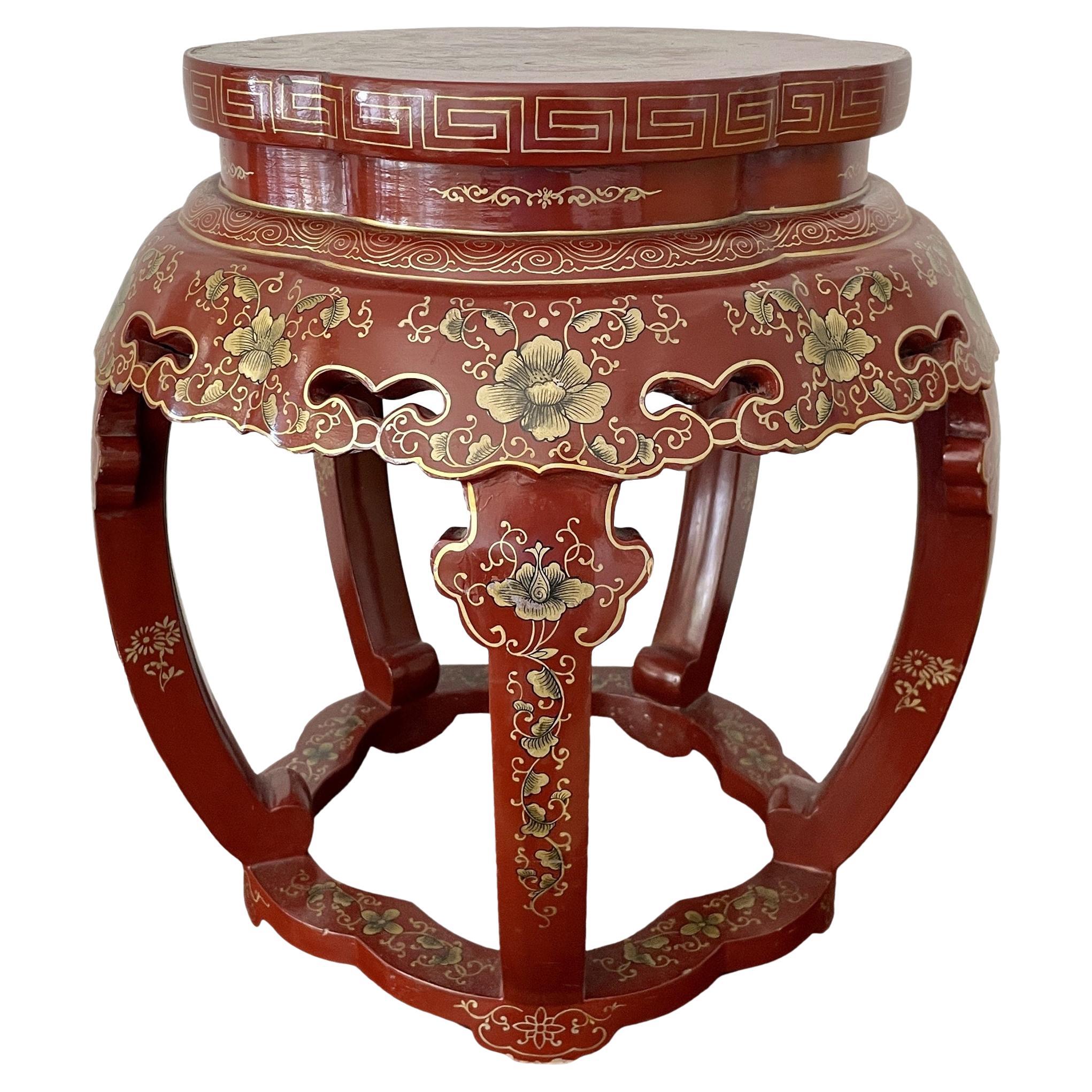 Chinoiserie Low Stool in Original Finish For Sale