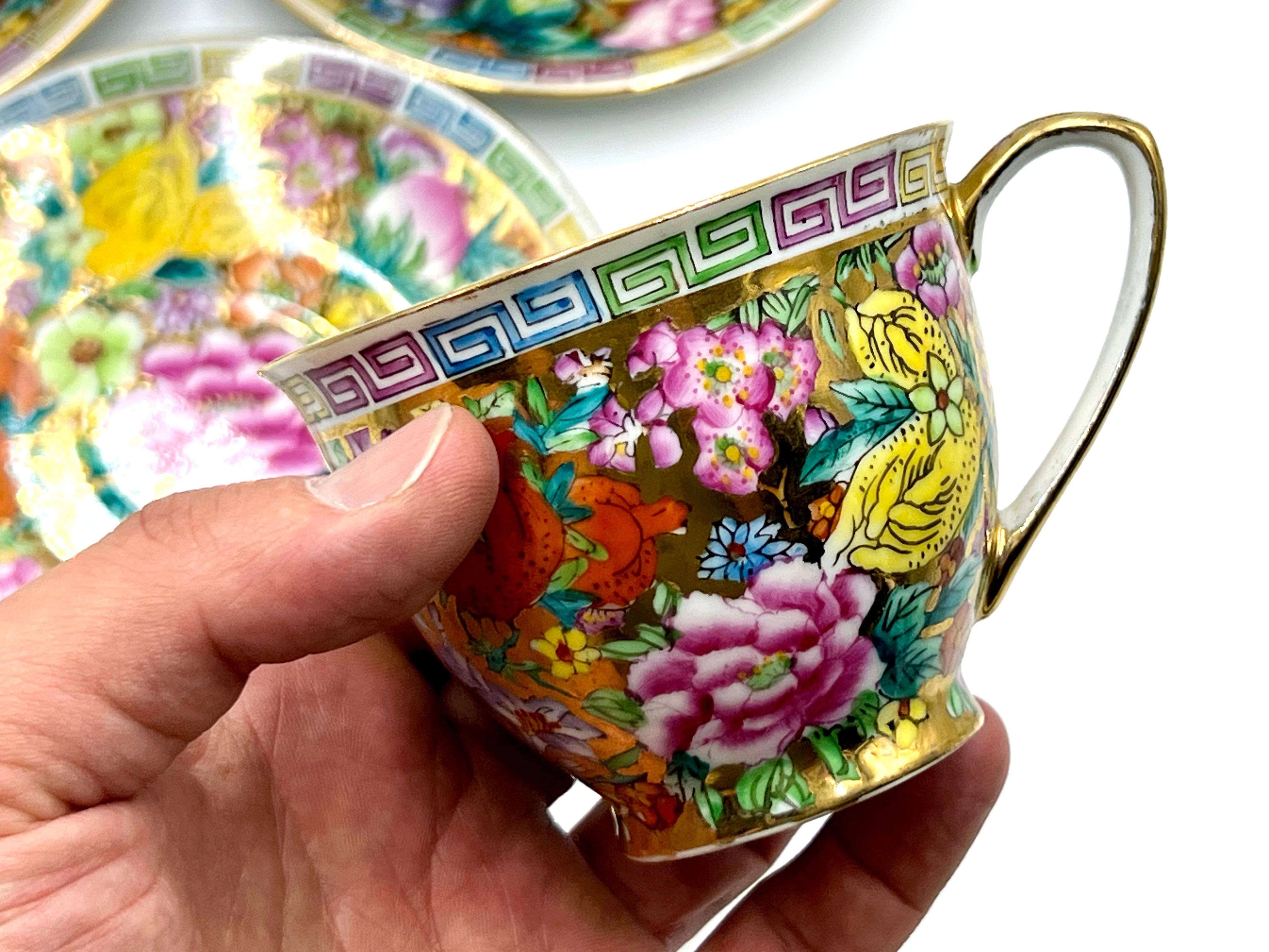 Chinoiserie 'Mille Fleur' 19 pieces, Tea Set for Six - Vintage 1960s For Sale 5