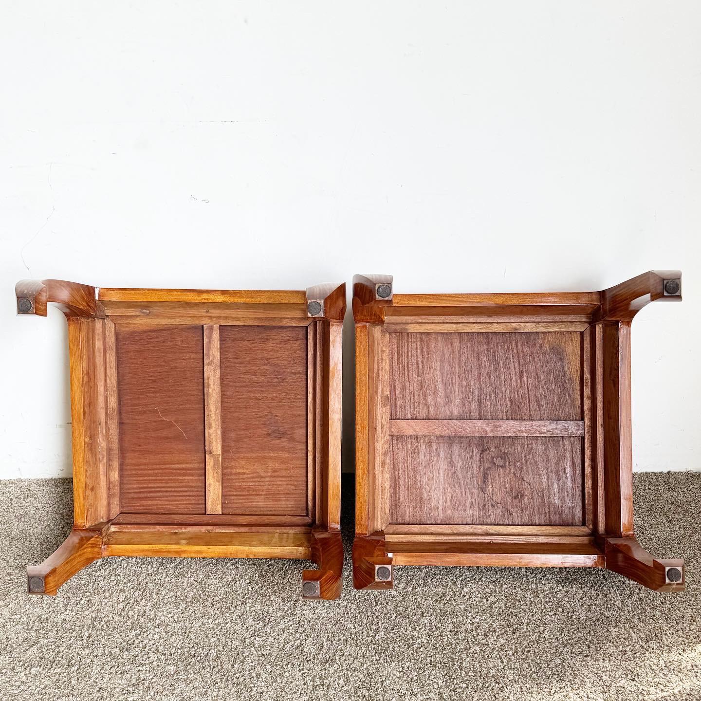 Chinoiserie Ming Style Wooden Side Tables - a Pair For Sale 1