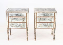 Chinoiserie Mirrored Chests of Drawers, Pair