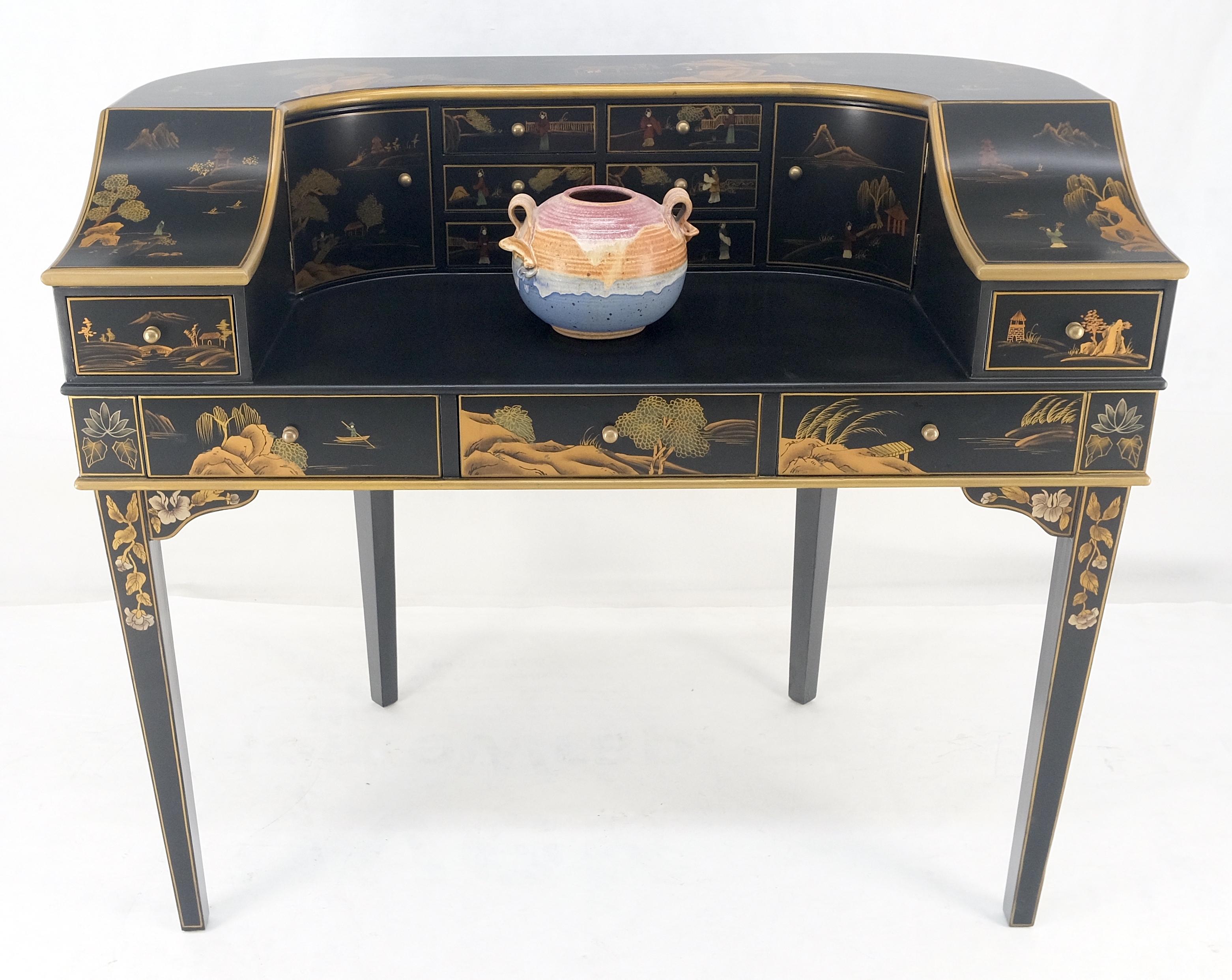 Chinoiserie Multiple Compartments Asian Writing Table Desk Rounded Bach MINT For Sale 3