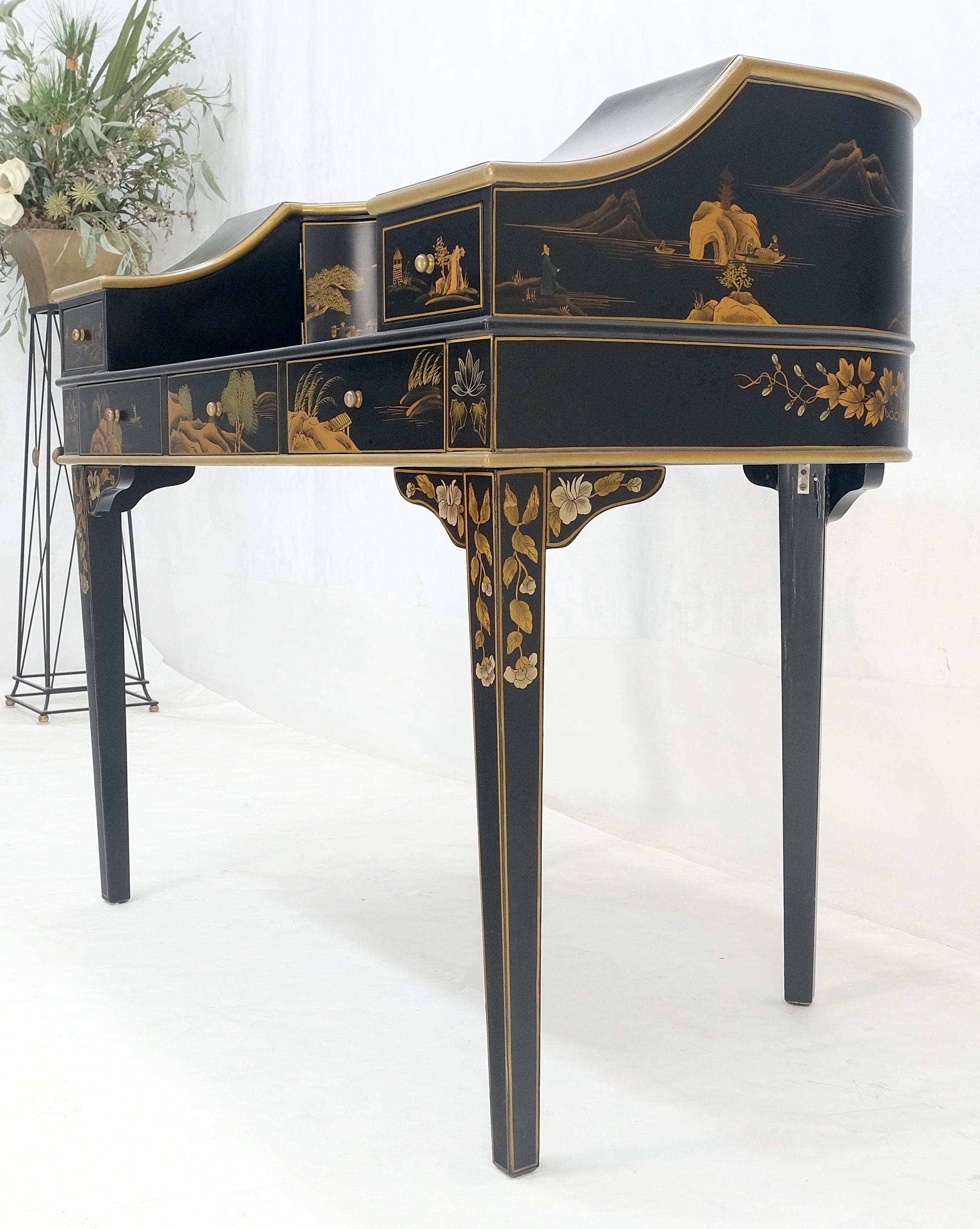 Chinoiserie Multiple Compartments Asian Writing Table Desk Rounded Bach MINT For Sale 4