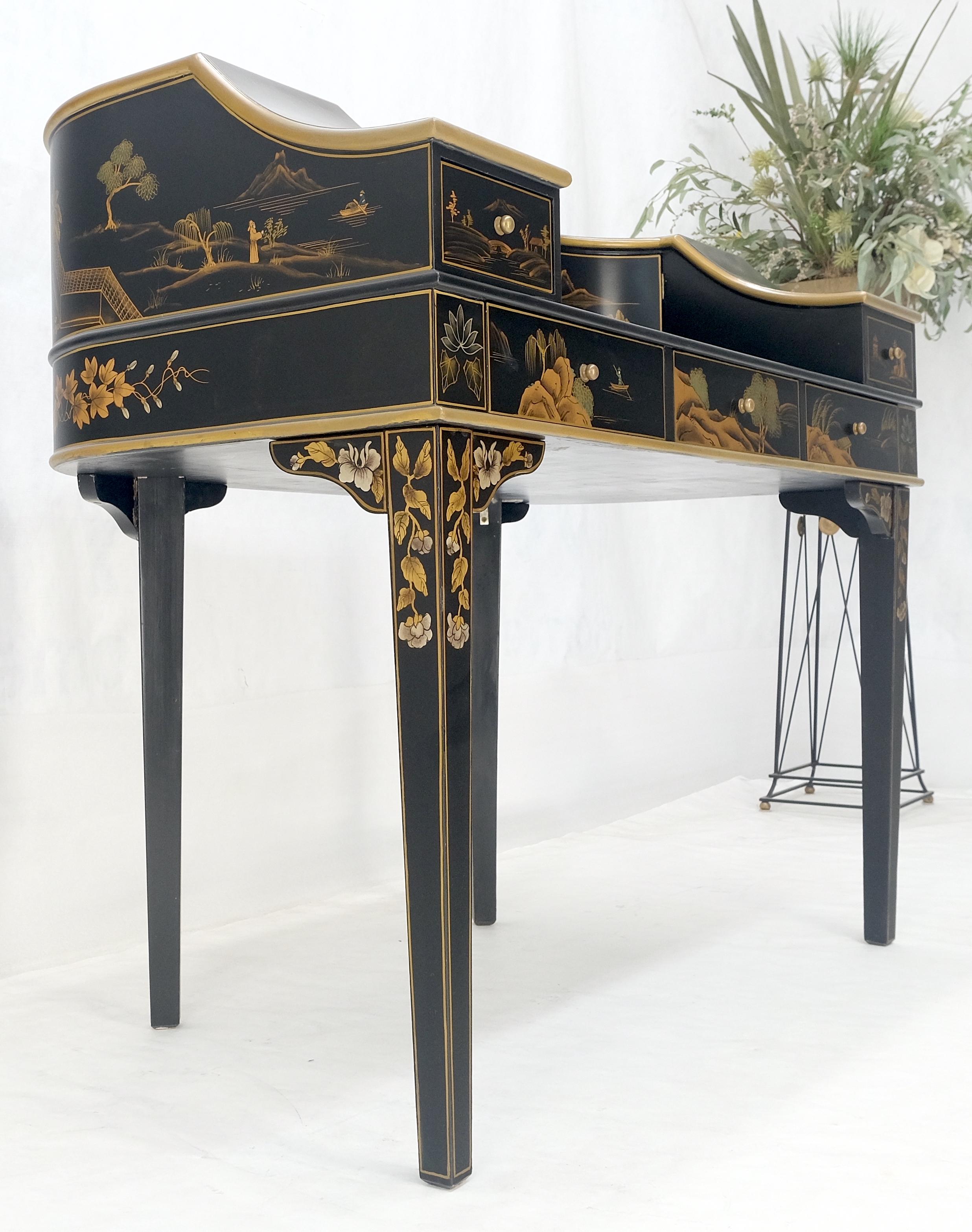 Chinoiserie Multiple Compartments Asian Writing Table Desk Rounded Bach MINT For Sale 5