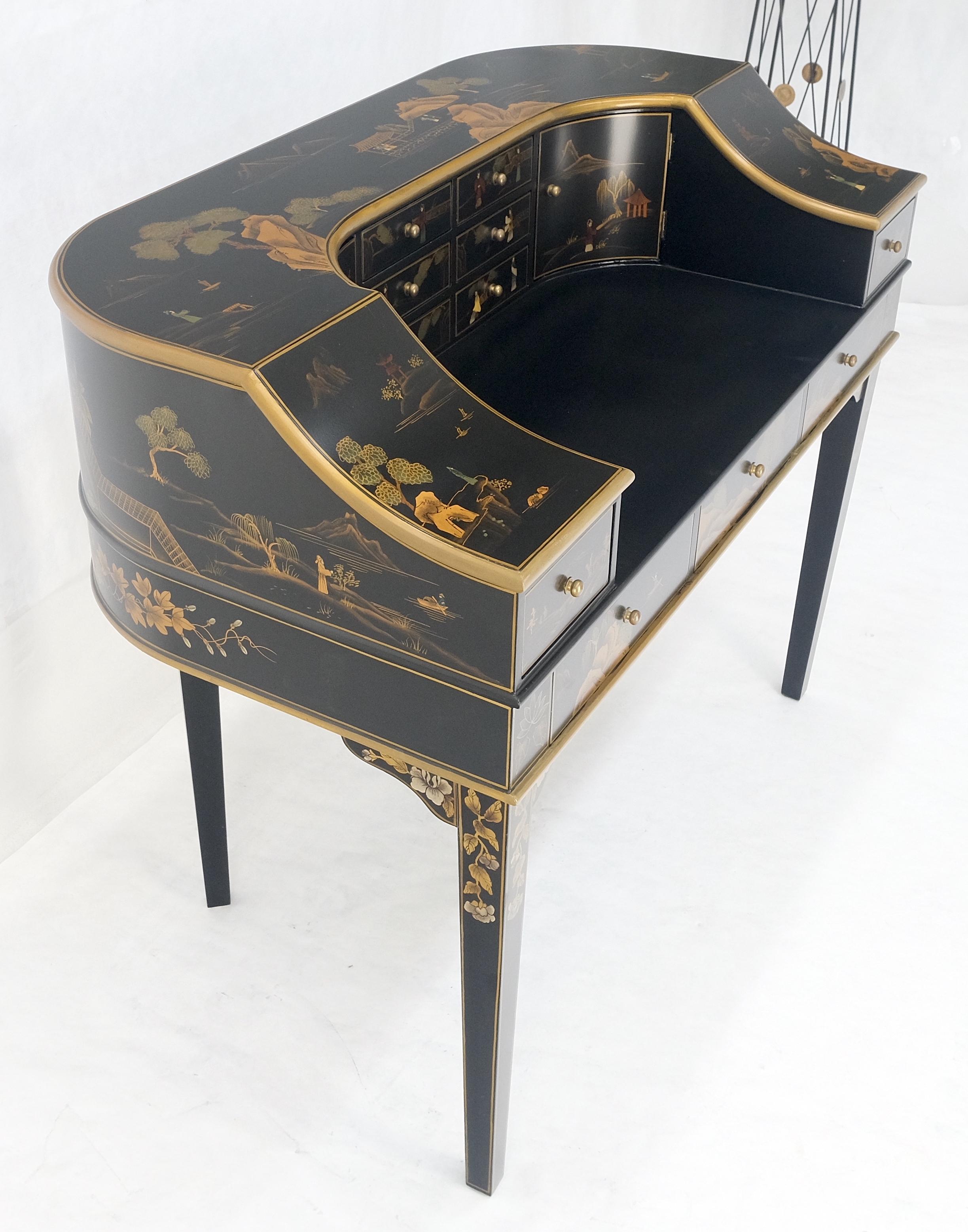 Chinoiserie Multiple Compartments Asian Writing Table Desk Rounded Bach MINT For Sale 6