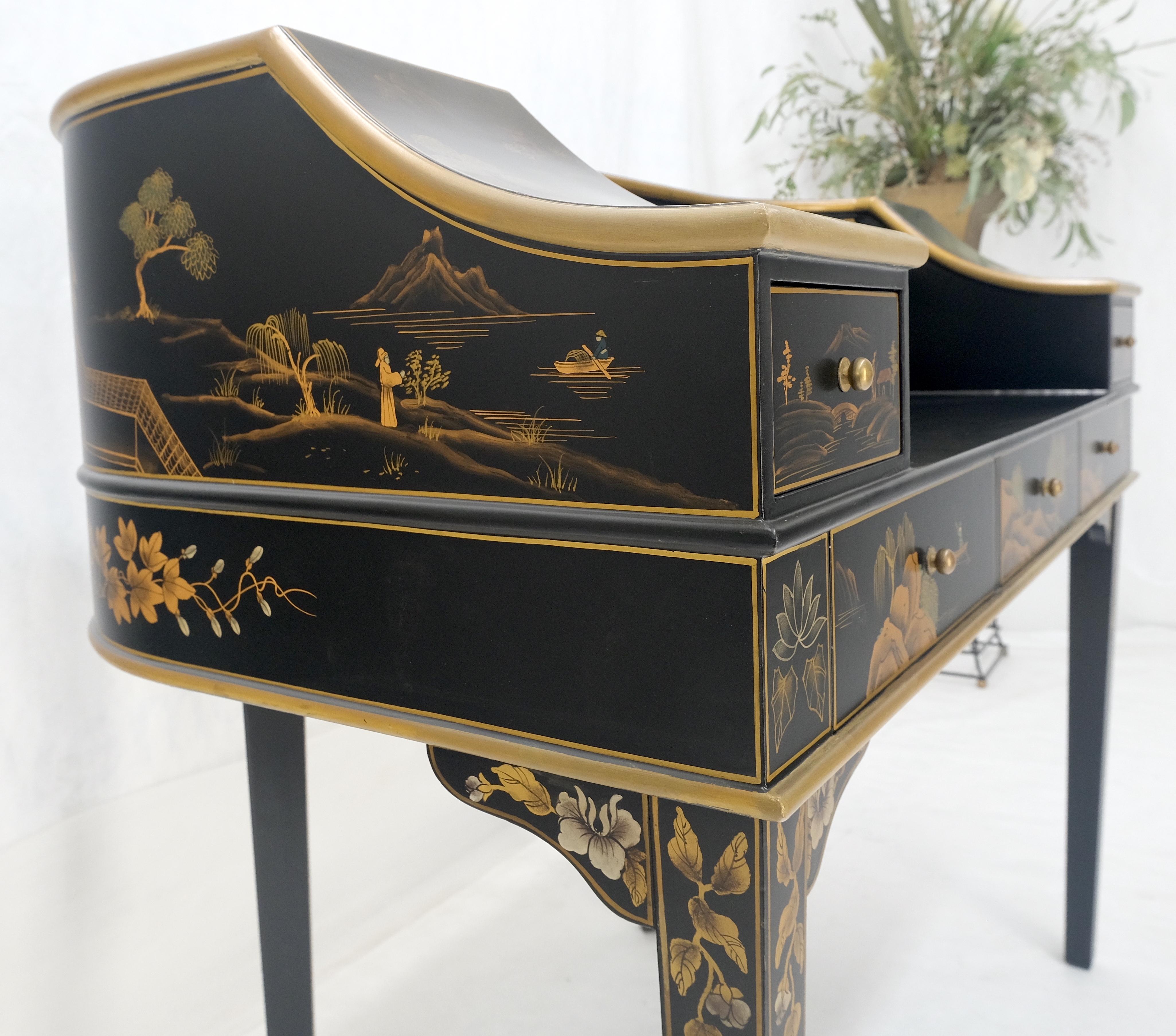 Chinoiserie Multiple Compartments Asian Writing Table Desk Rounded Bach MINT For Sale 7
