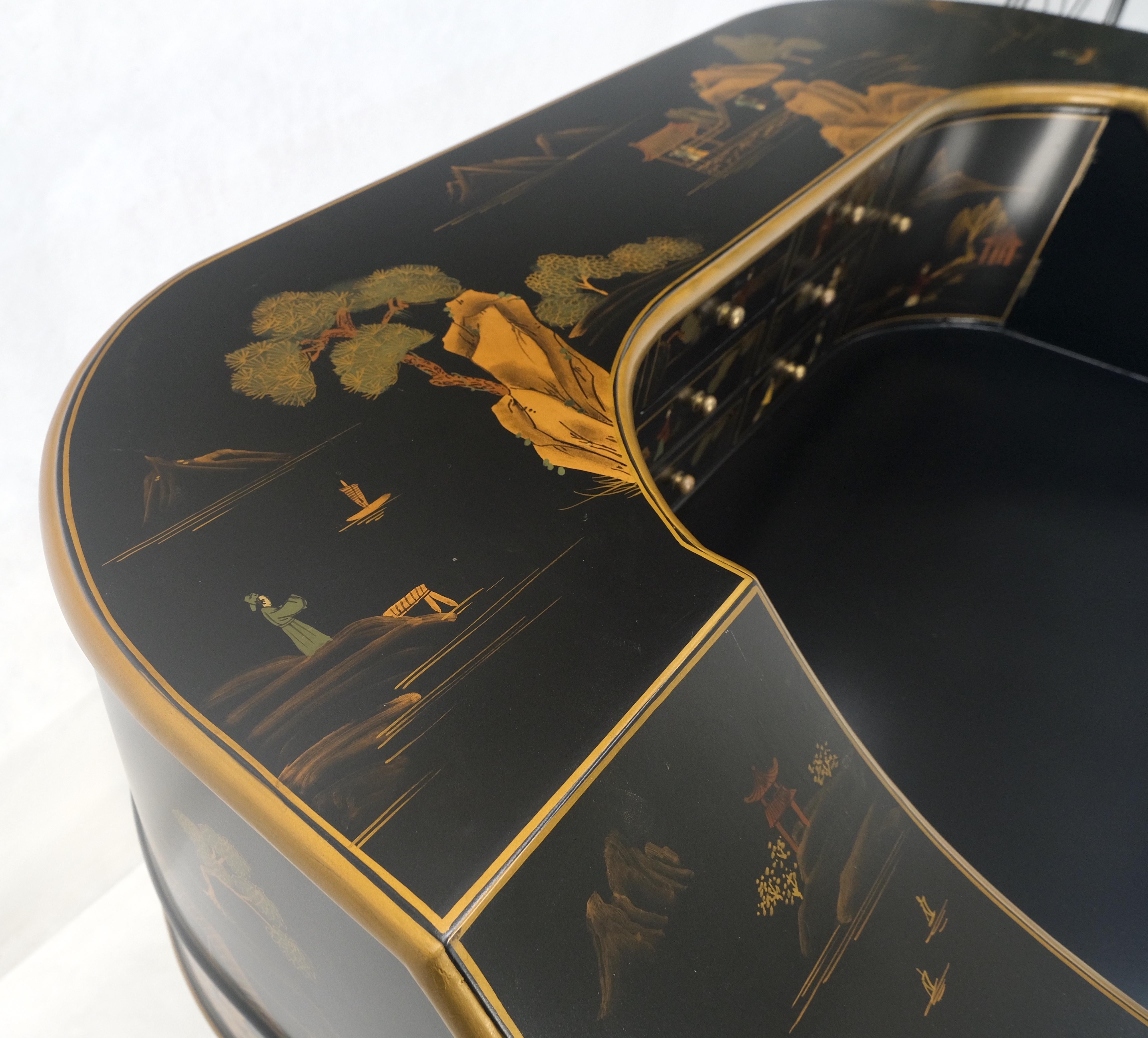 Chinoiserie Multiple Compartments Asian Writing Table Desk Rounded Bach MINT For Sale 8