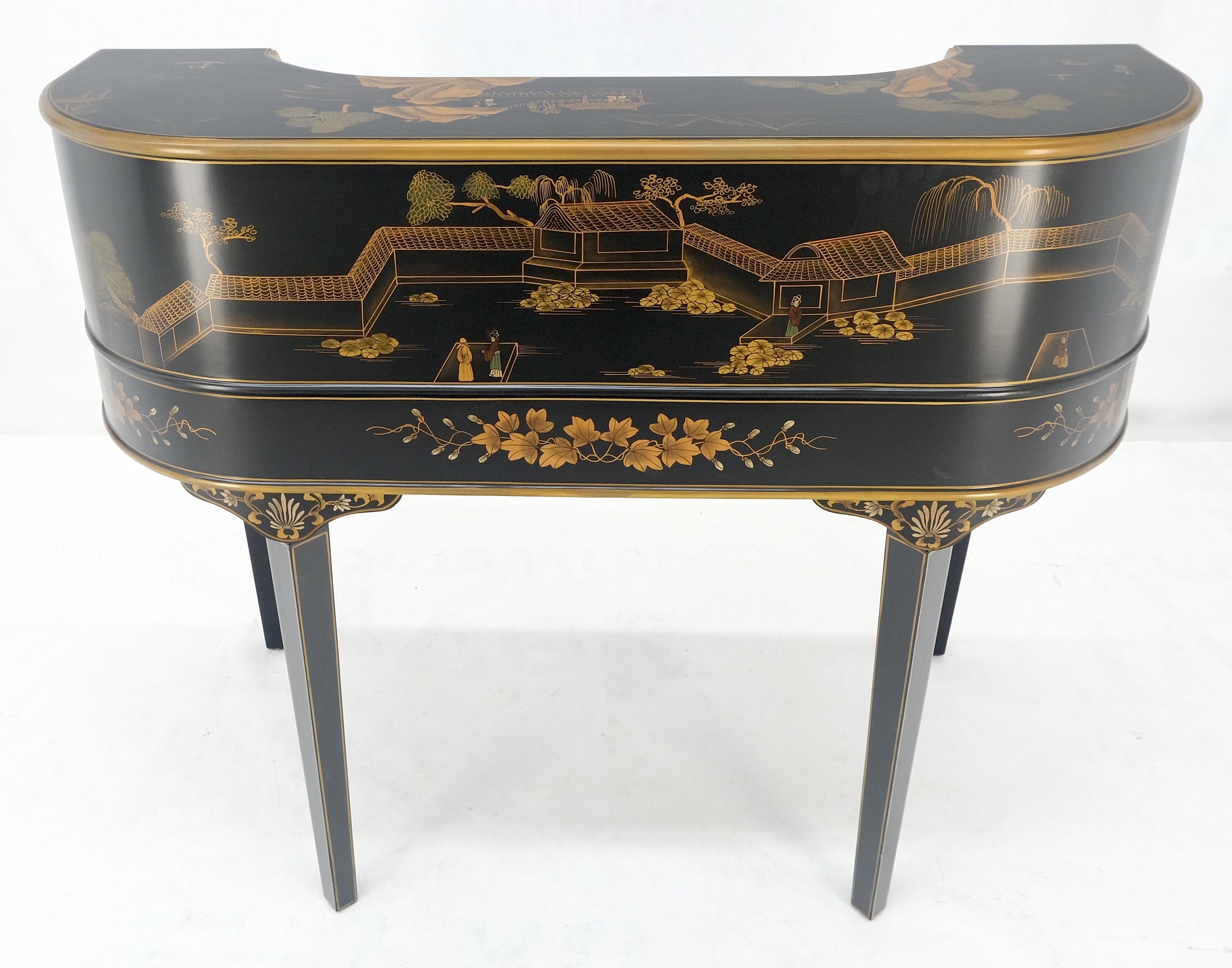 Chinoiserie Multiple Compartments Asian Writing Table Desk Rounded Bach MINT For Sale 9
