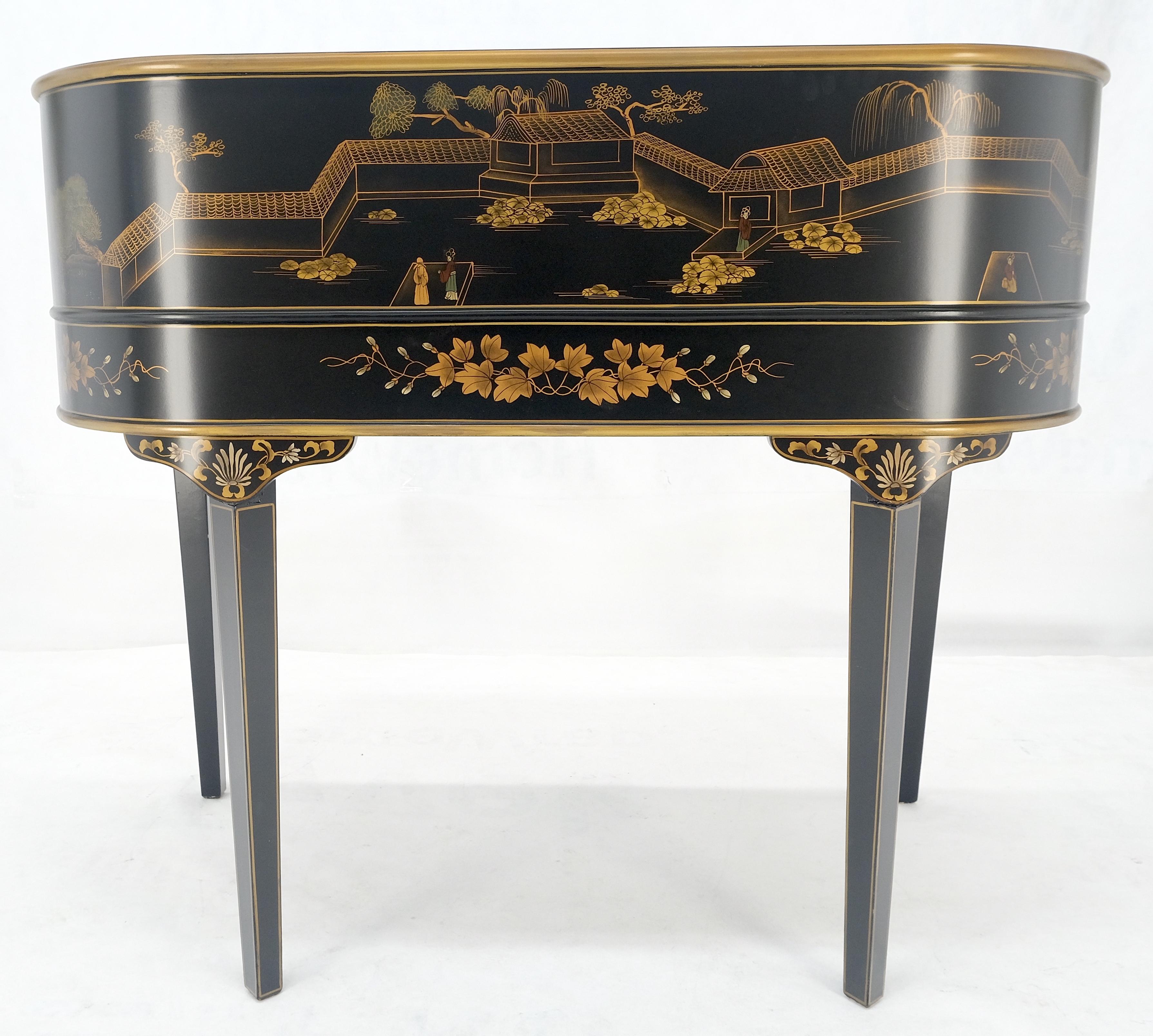 Chinoiserie Multiple Compartments Asian Writing Table Desk Rounded Bach MINT For Sale 10