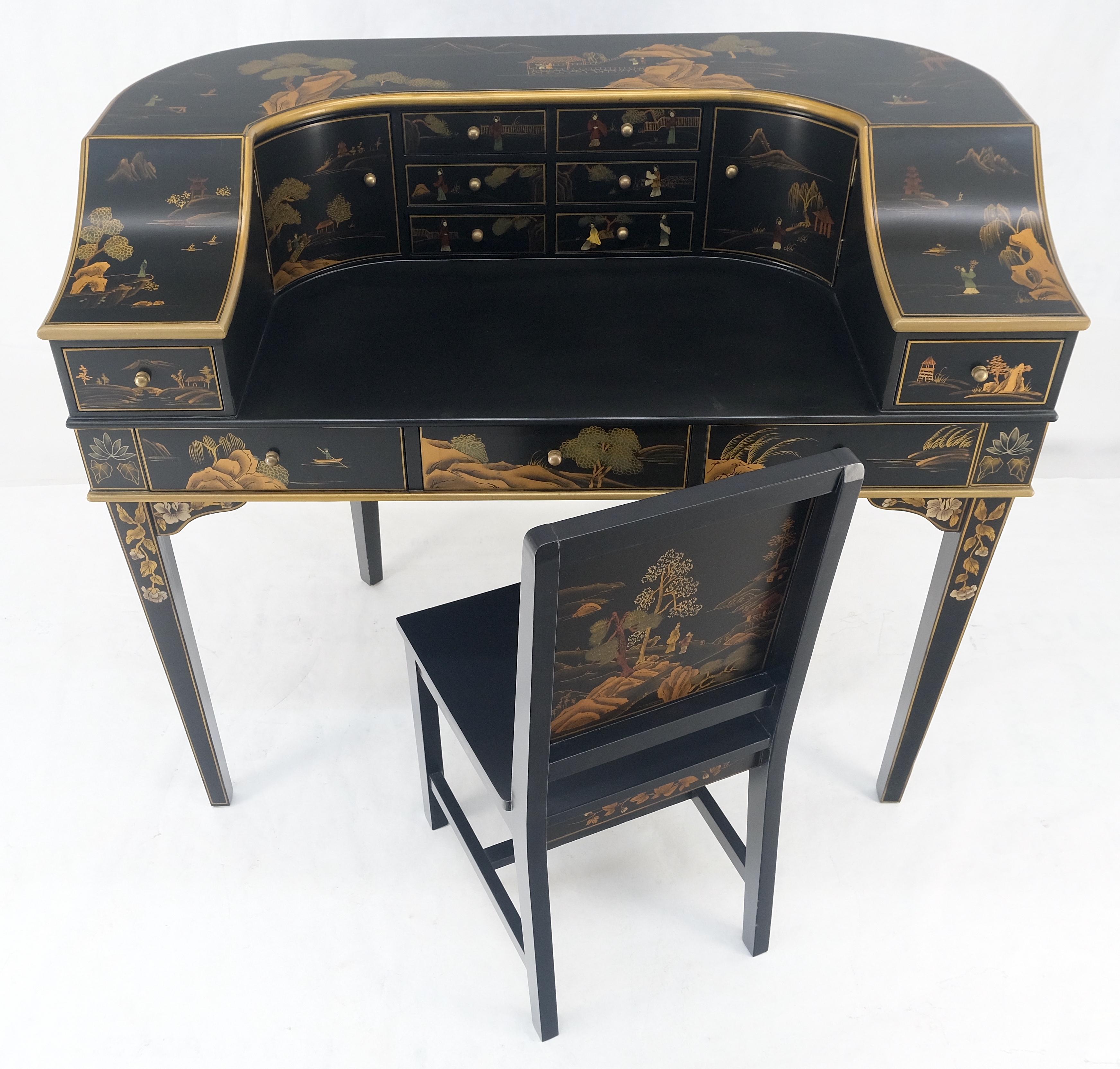 Chinoiserie Multiple Compartments Asian Writing Table Desk Rounded Bach MINT  