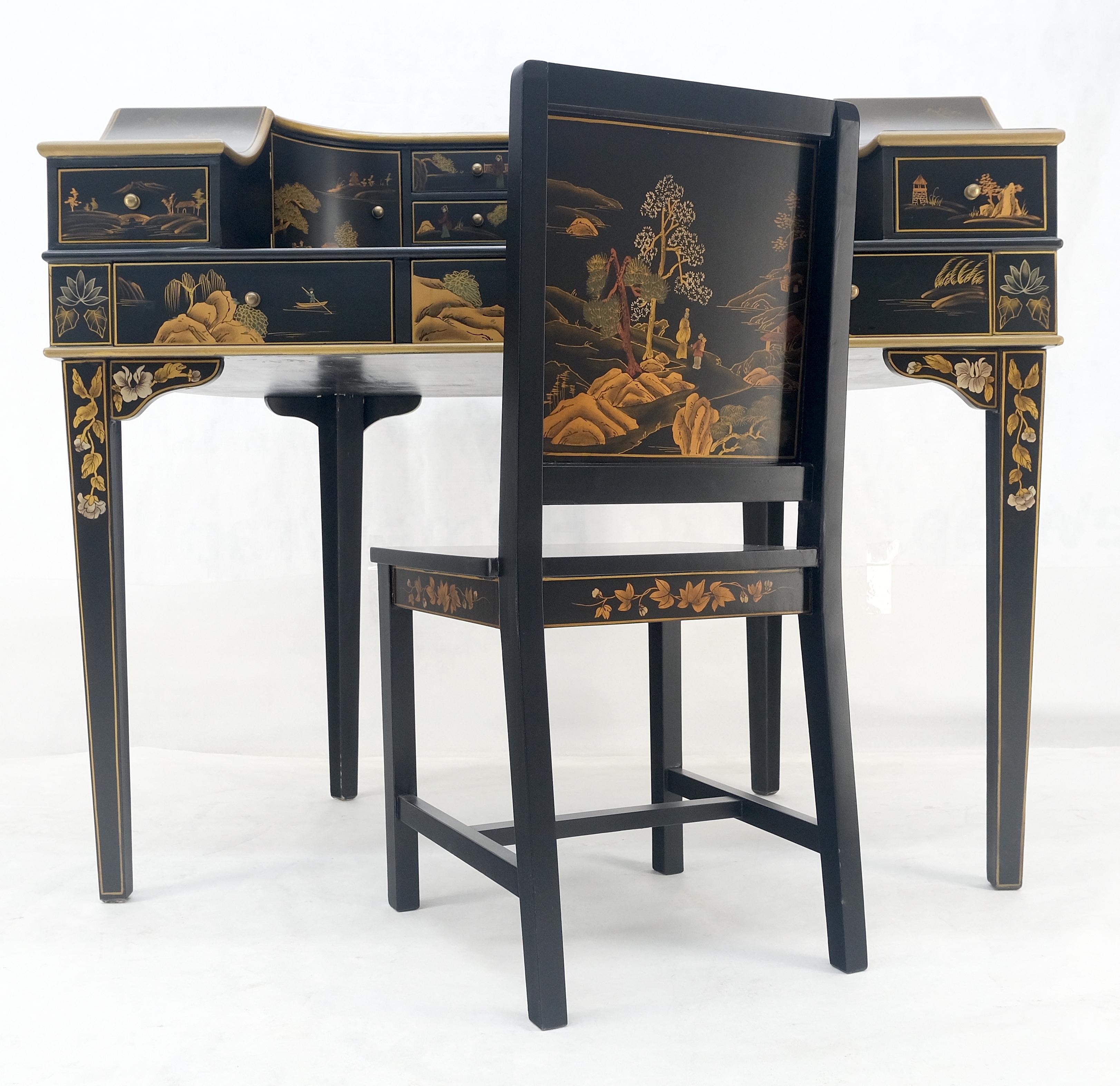Chinese Chinoiserie Multiple Compartments Asian Writing Table Desk Rounded Bach MINT For Sale