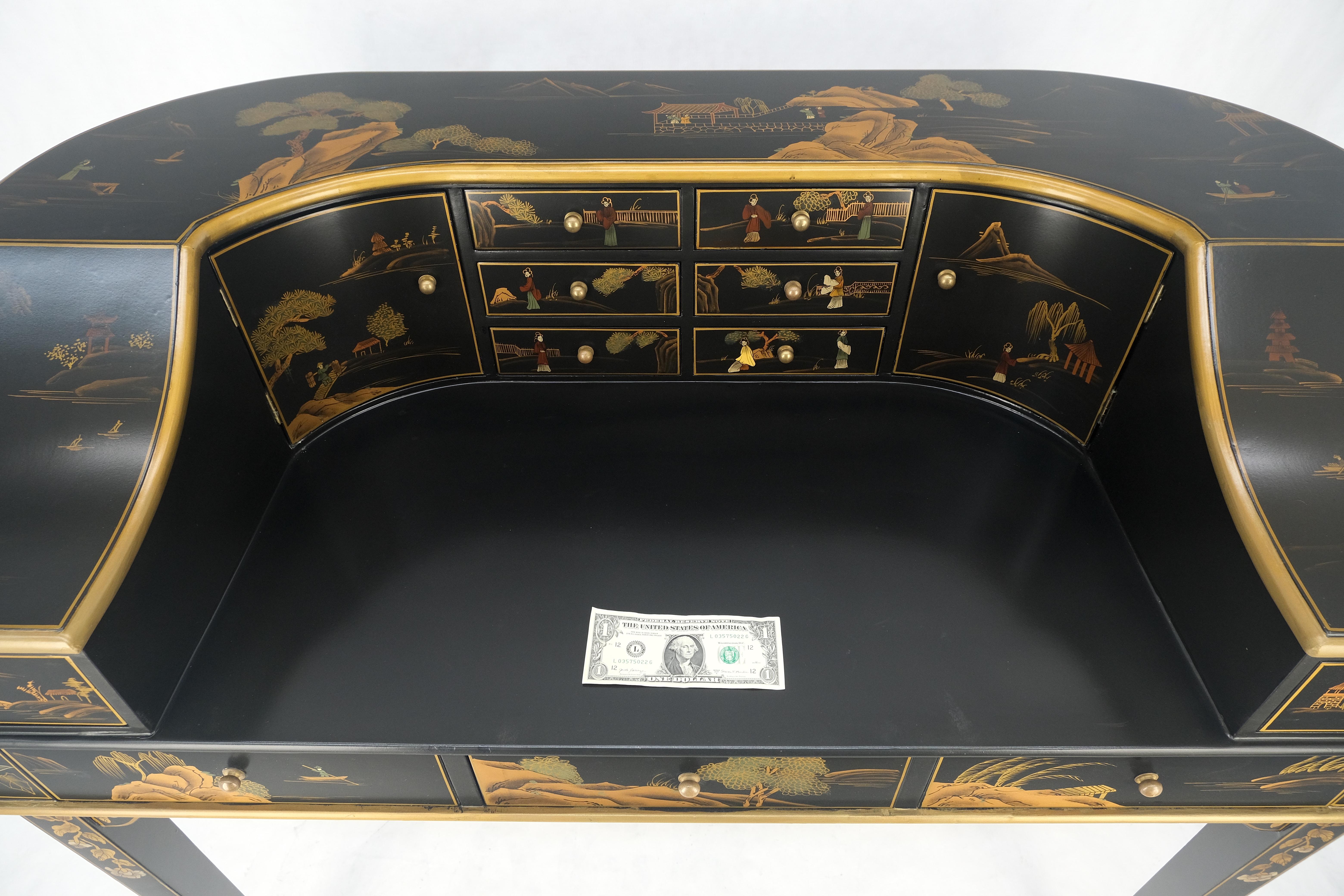 Chinoiserie Multiple Compartments Asian Writing Table Desk Rounded Bach MINT For Sale 1