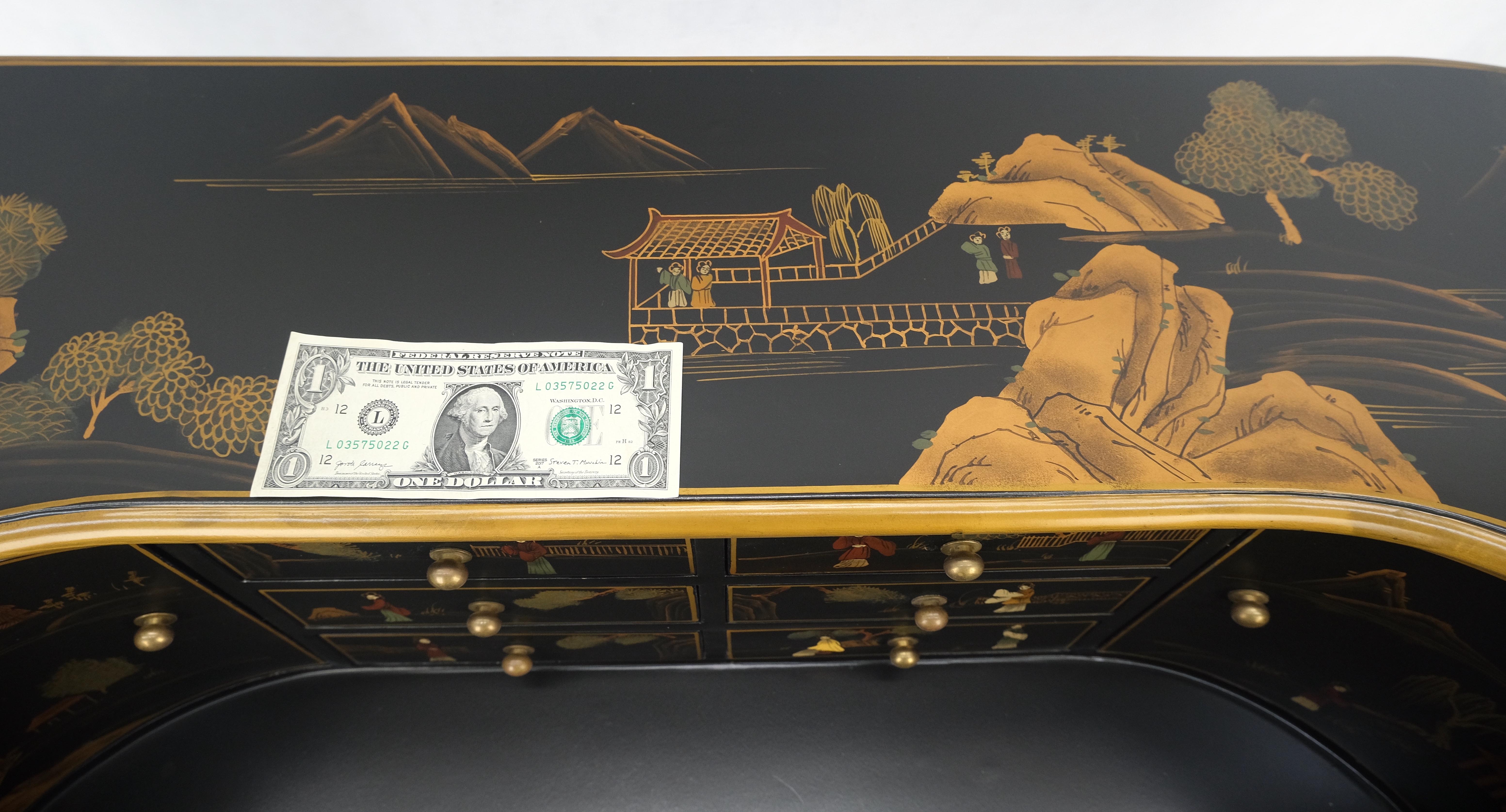Chinoiserie Multiple Compartments Asian Writing Table Desk Rounded Bach MINT For Sale 2