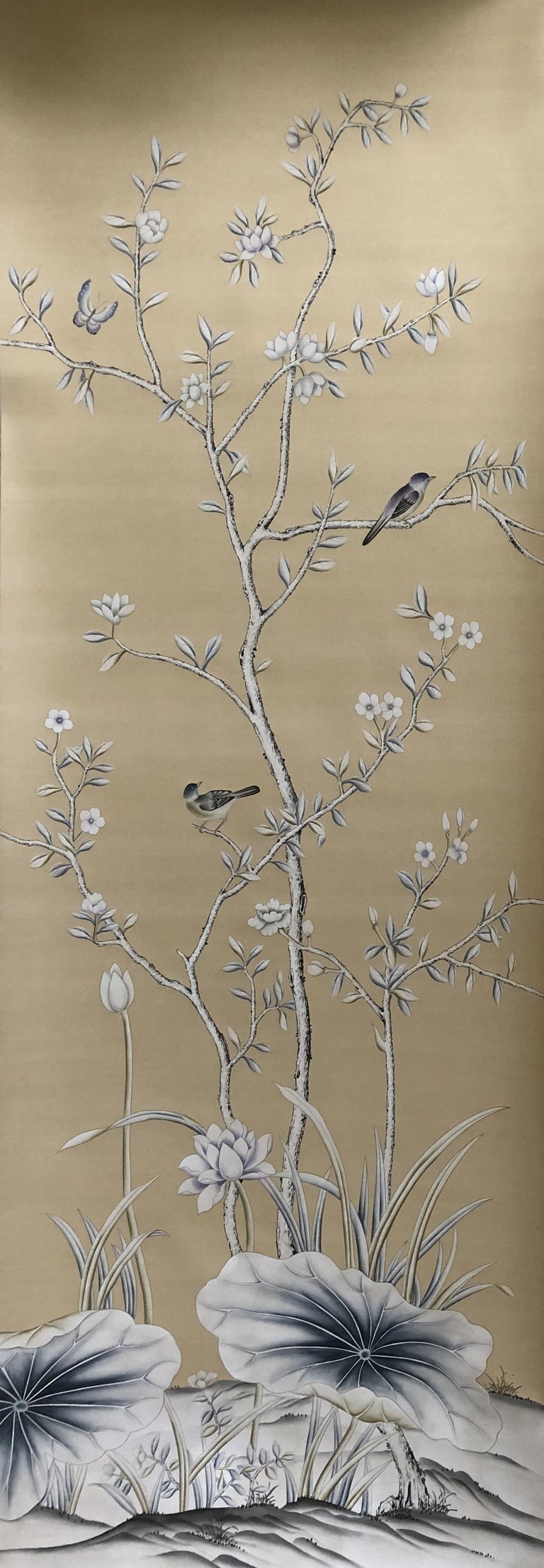 Chinoiserie Murals Chinoiserie Wallpaper Hand Painted Silk Wallpaper