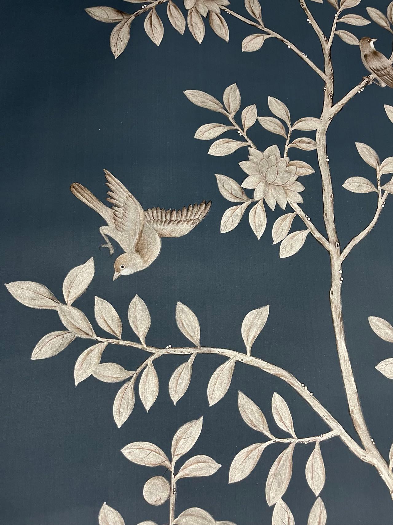 chinoiserie silk wallpaper