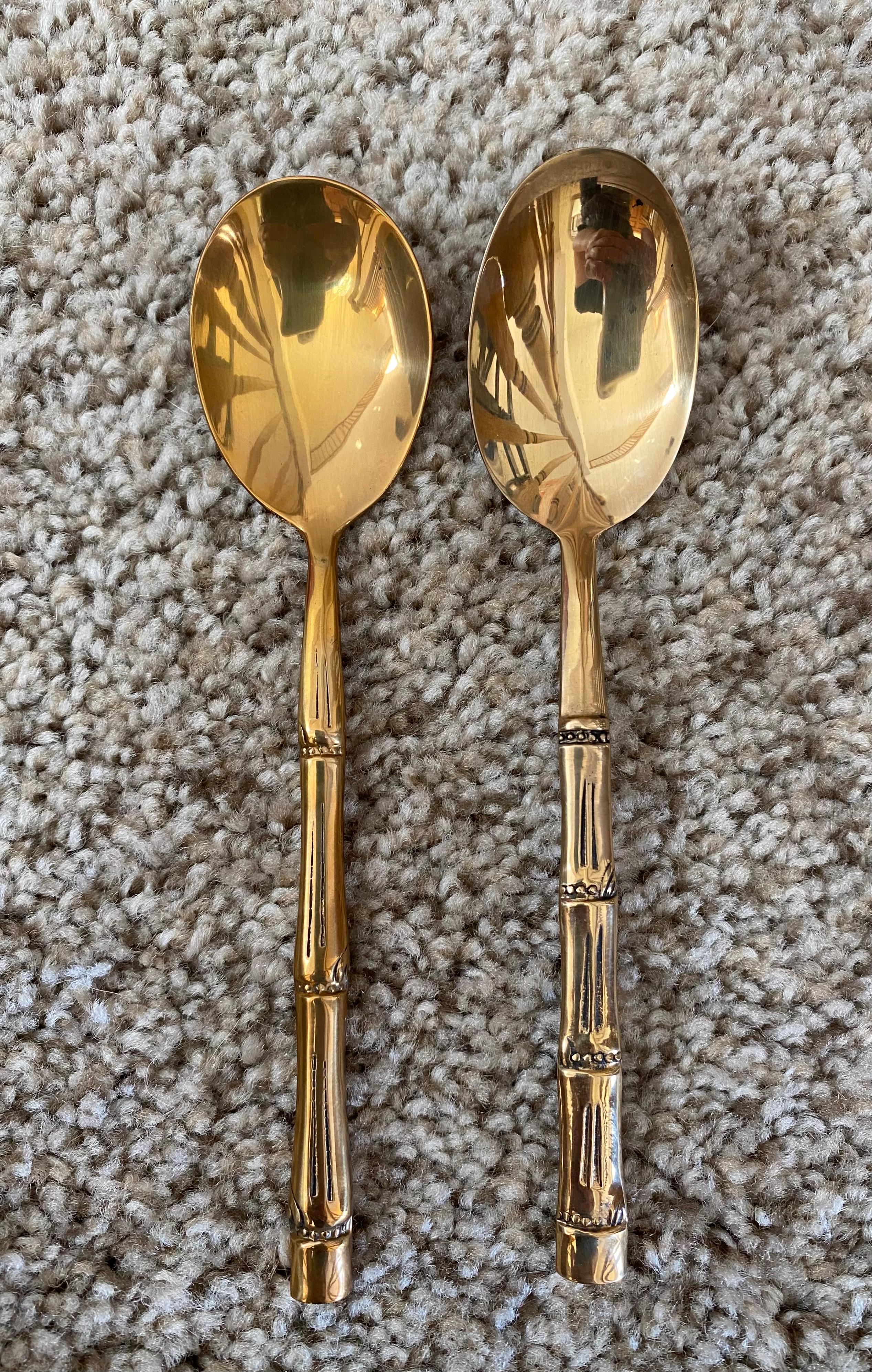 Chinoiserie Nickel Bronze Faux Bamboo Flatware Set (144 Pieces) For Sale 11