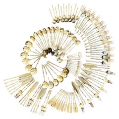 Juego de Cubiertos Chinoiserie Níquel Bronce Faux Bambú (144 Piezas)
