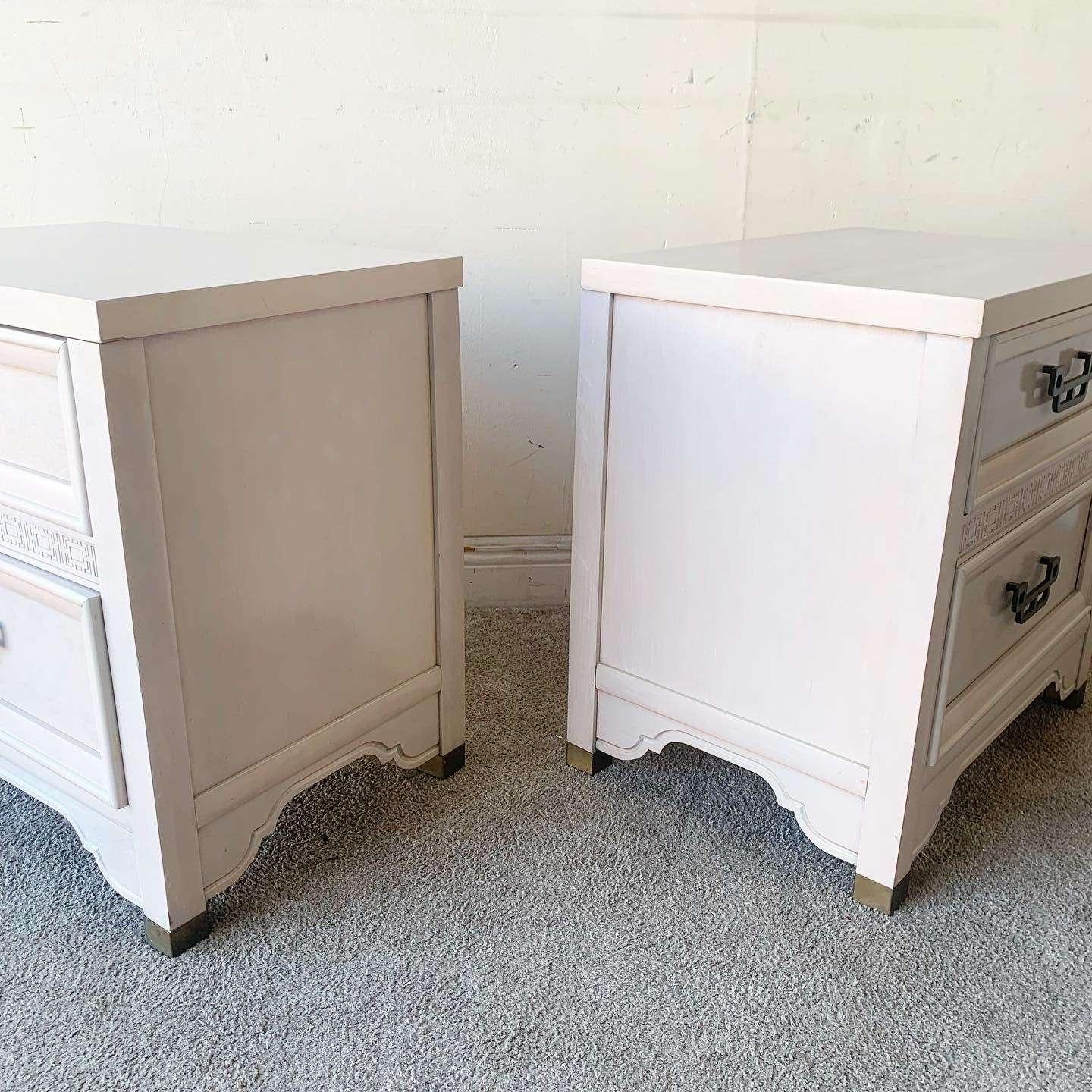 Chinoiserie Off White Mandarin Commodes by Henry Link For Sale 1