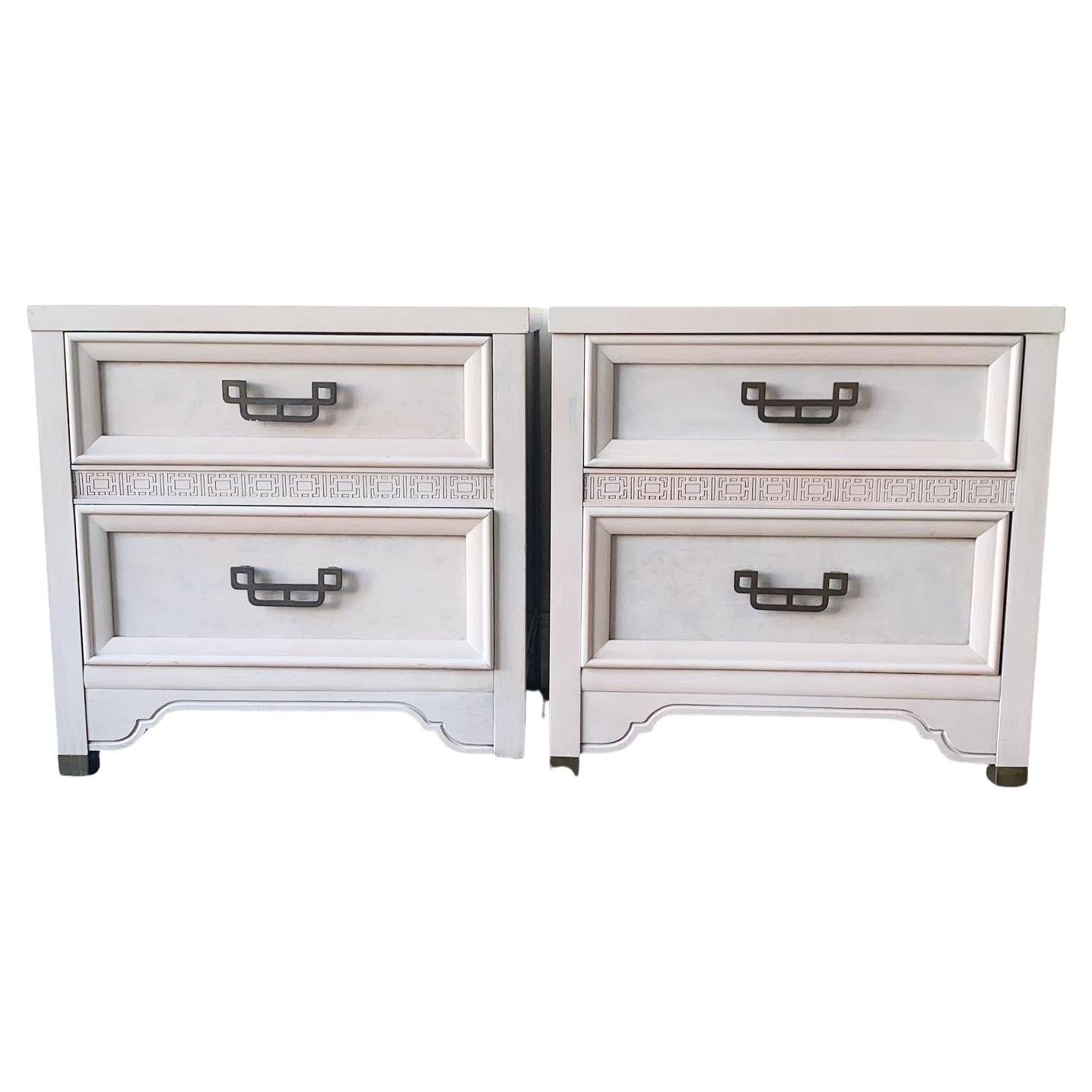 Chinoiserie off White Mandarin Commodes by Henry Link