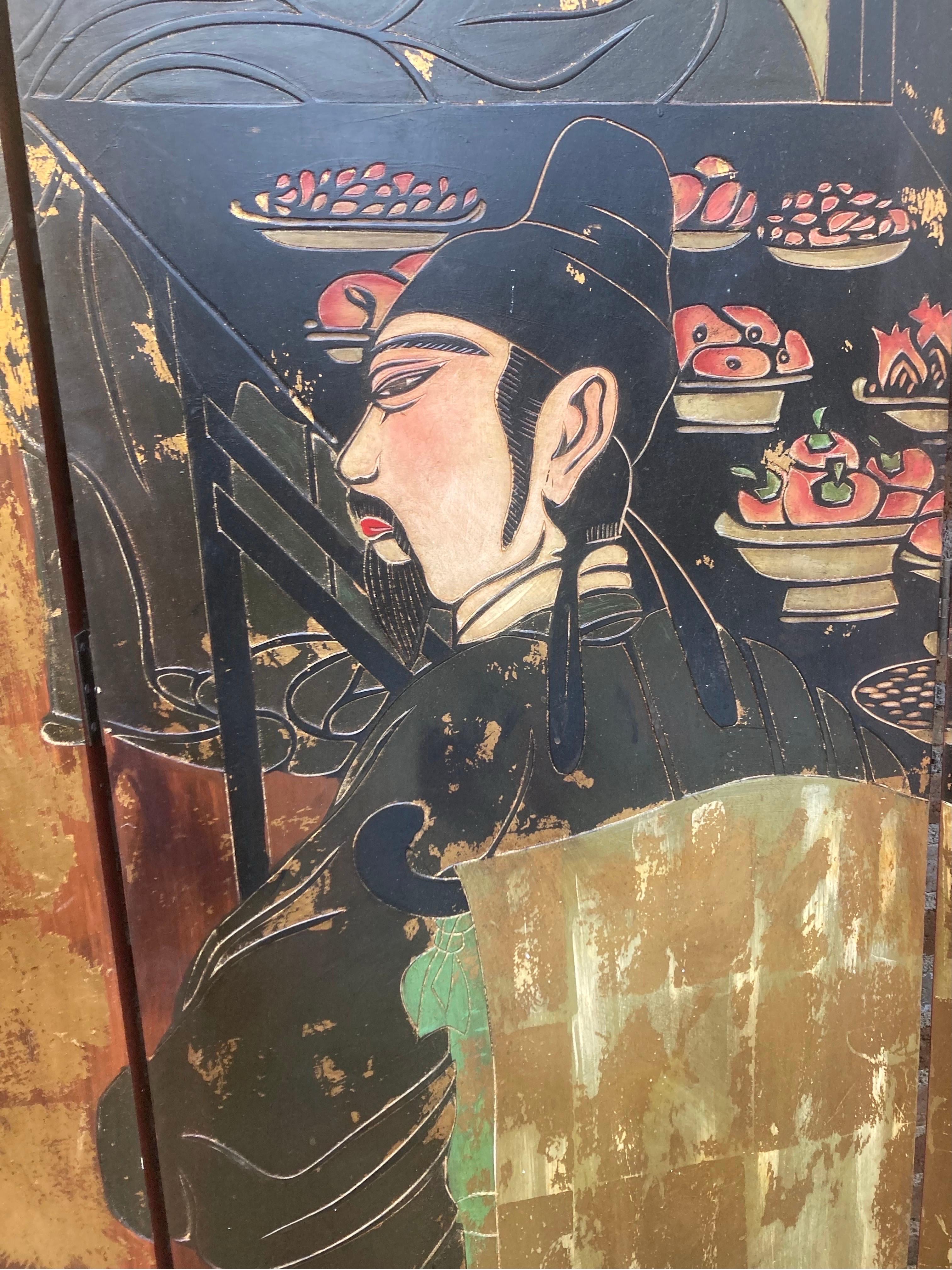 Chinoiserie Oversized Folding Screen, circa 1950 For Sale 4