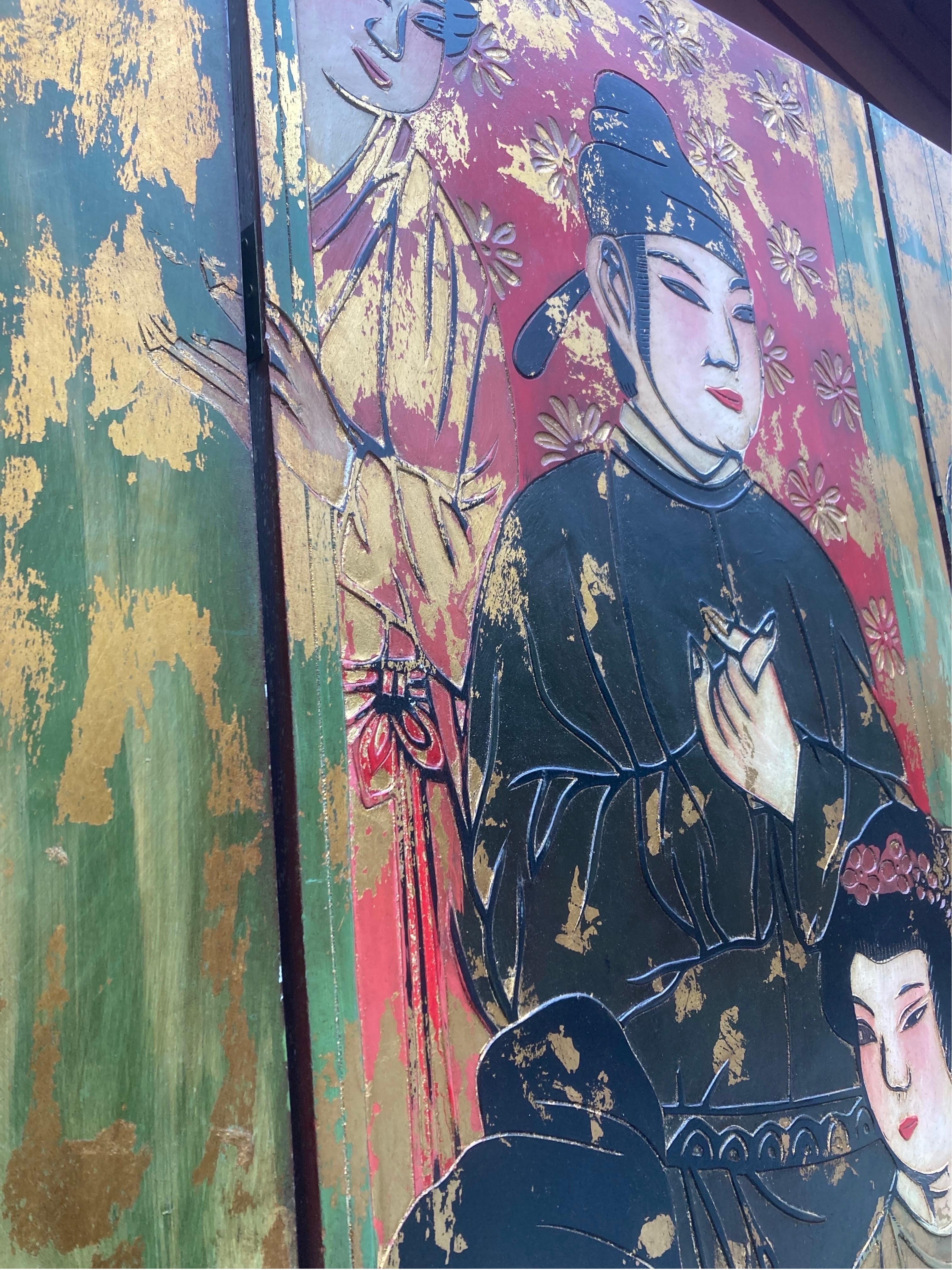 Chinoiserie Oversized Folding Screen, circa 1950 For Sale 2