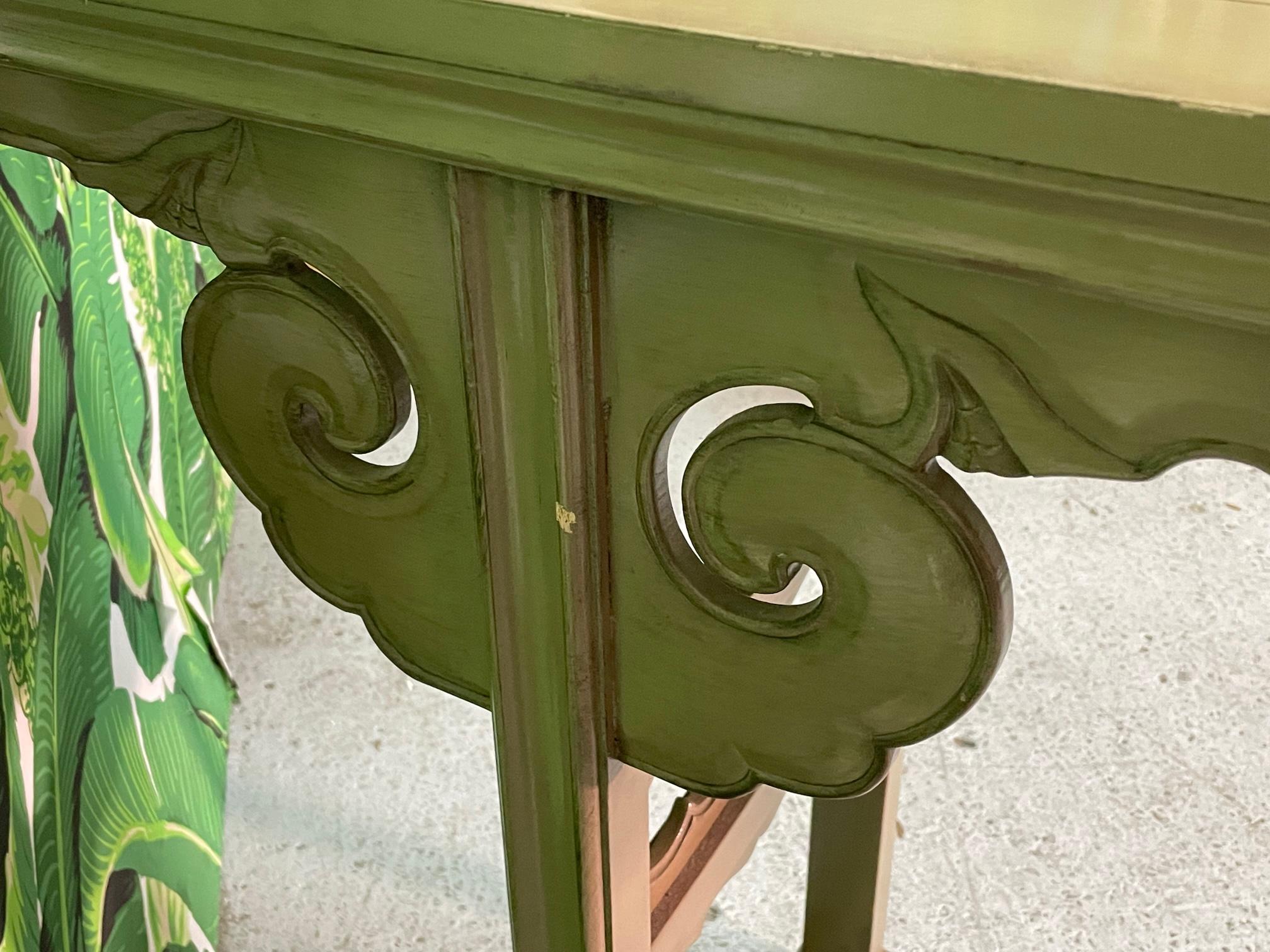 Chinoiserie Pagoda Carved Console Table 2