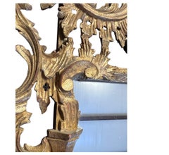 Vintage Chinoiserie Giltwood Mirror, Pagoda Crest, Italy, Circa 1950