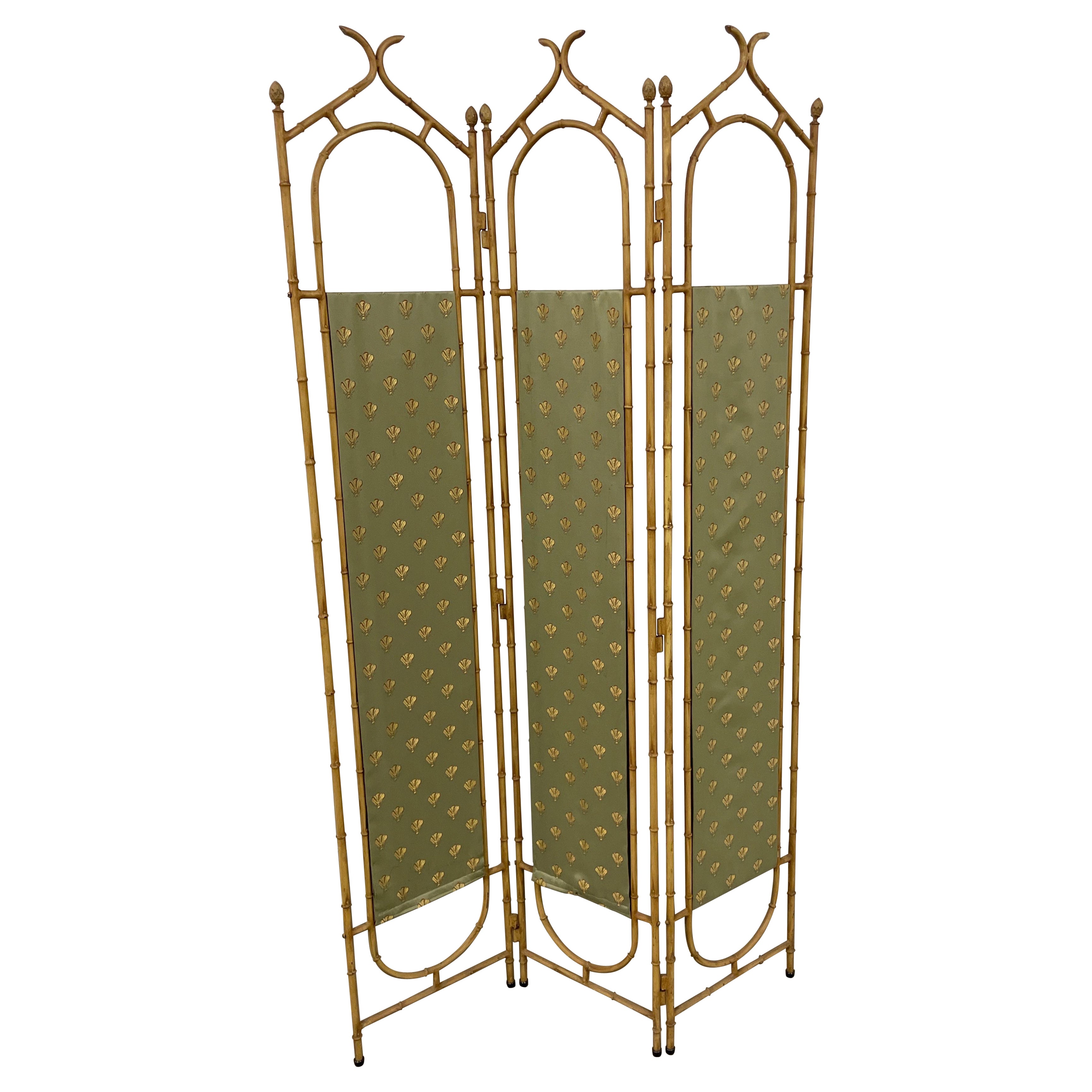 Paravento a tre pannelli in stile pagoda Chinoiserie