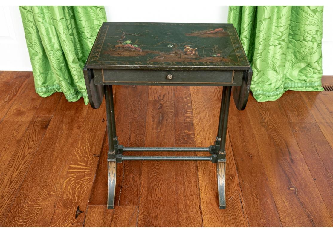 Chinoiserie Paint Decorated Drop Leaf Table For Sale 5