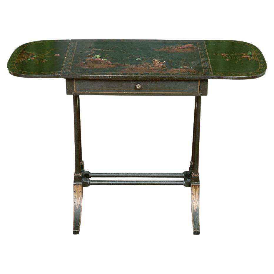 Chinoiserie Paint Decorated Drop Leaf Table For Sale