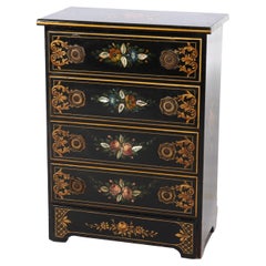 Chinoiserie Paint Decorated Lingerie Chest with Mother of Pearl Inlay C1920