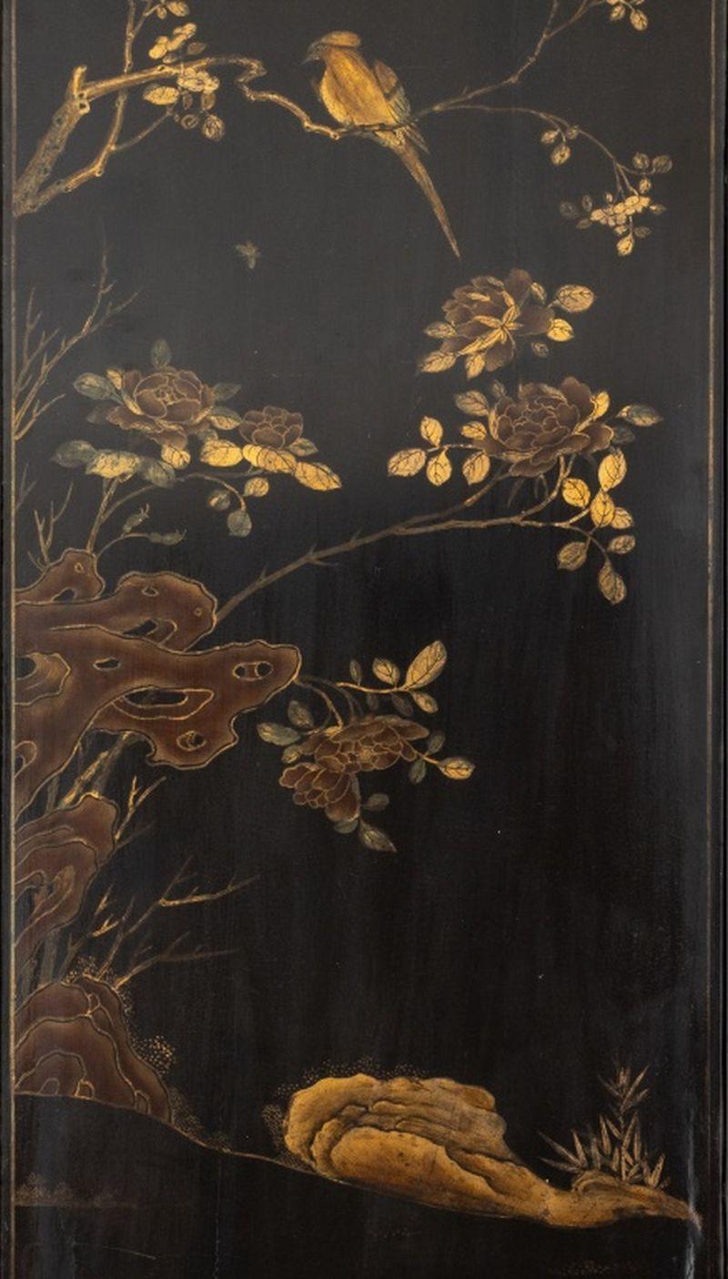 Chinoiserie Painted Black Lacquered Coffee Table 1
