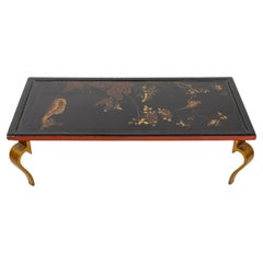 Chinoiserie Painted Black Lacquered Coffee Table