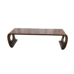 Chinoiserie Painted Brown and Gilt Waterfall Coffee Table