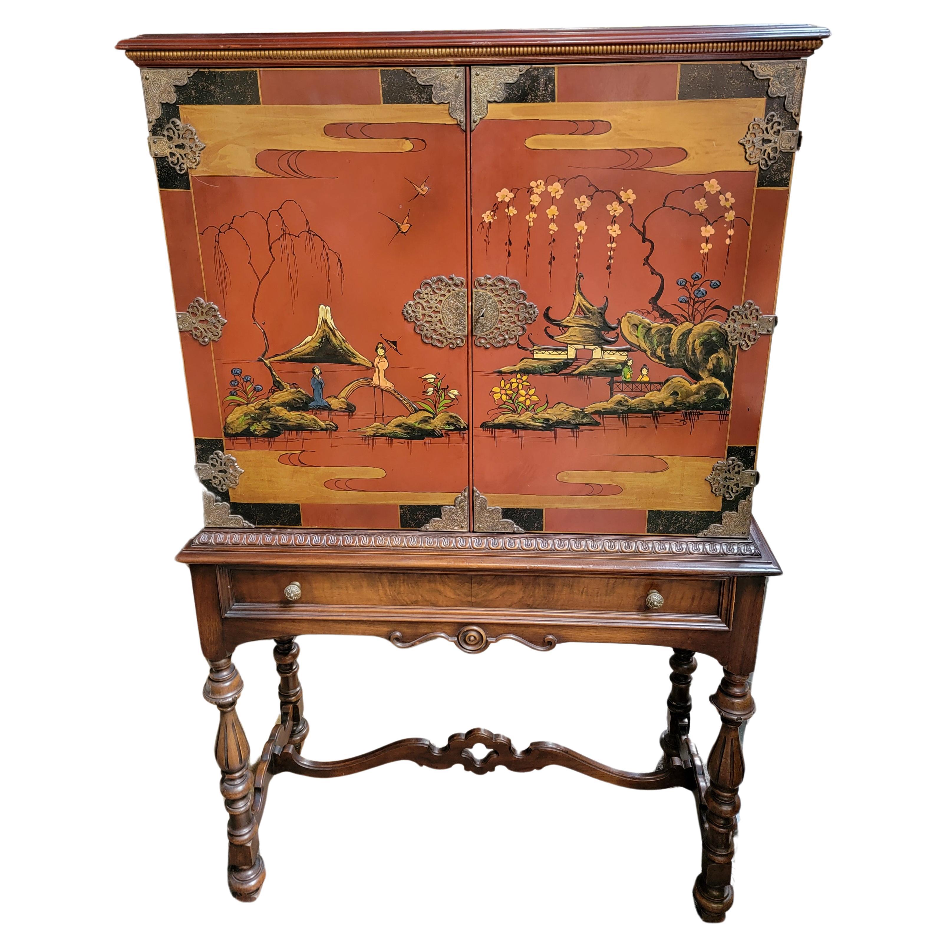 Chinoiserie Painted Cabinet Circa. 1930's For Sale