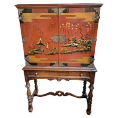 Used Chinoiserie Painted Cabinet Circa. 1930's