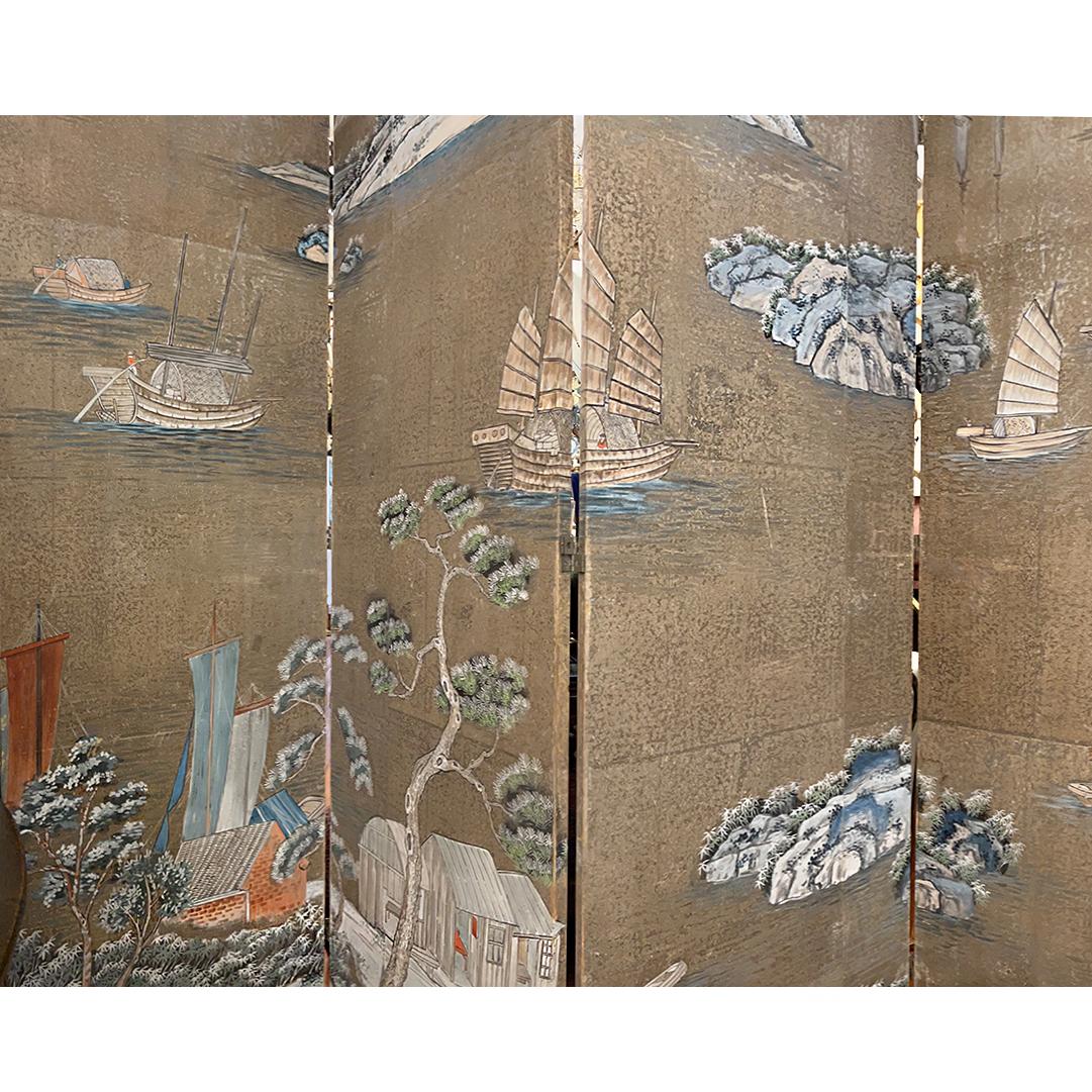 French Chinoiserie Painted Screeen For Sale