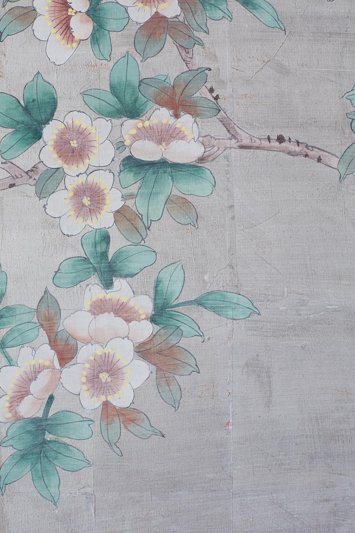 Chinoiserie Painted Silver Leaf Six-Panel Wallpaper Screen 2