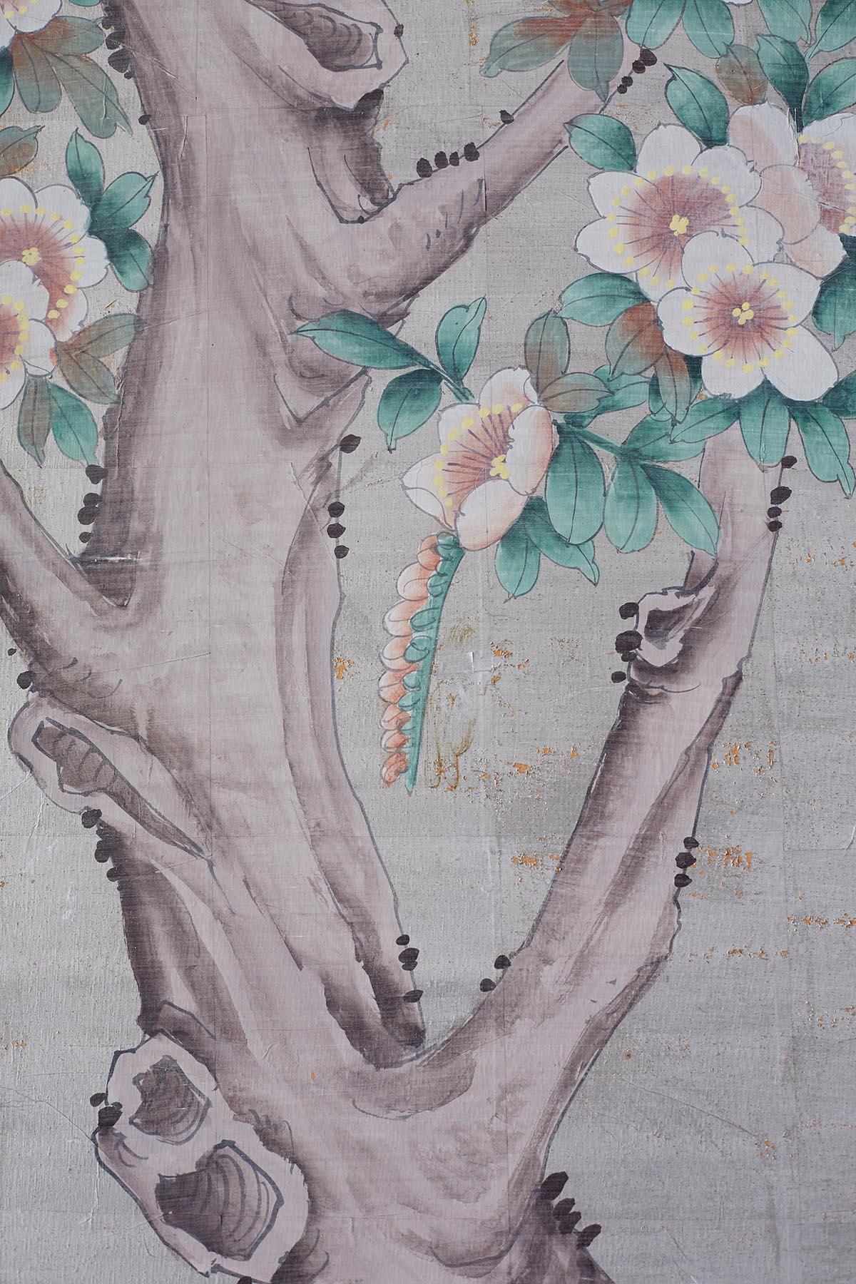 Chinoiserie Painted Silver Leaf Six-Panel Wallpaper Screen 7