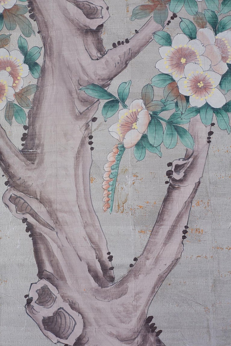 Chinoiserie Painted Silver Leaf Six-Panel Wallpaper Screen ...