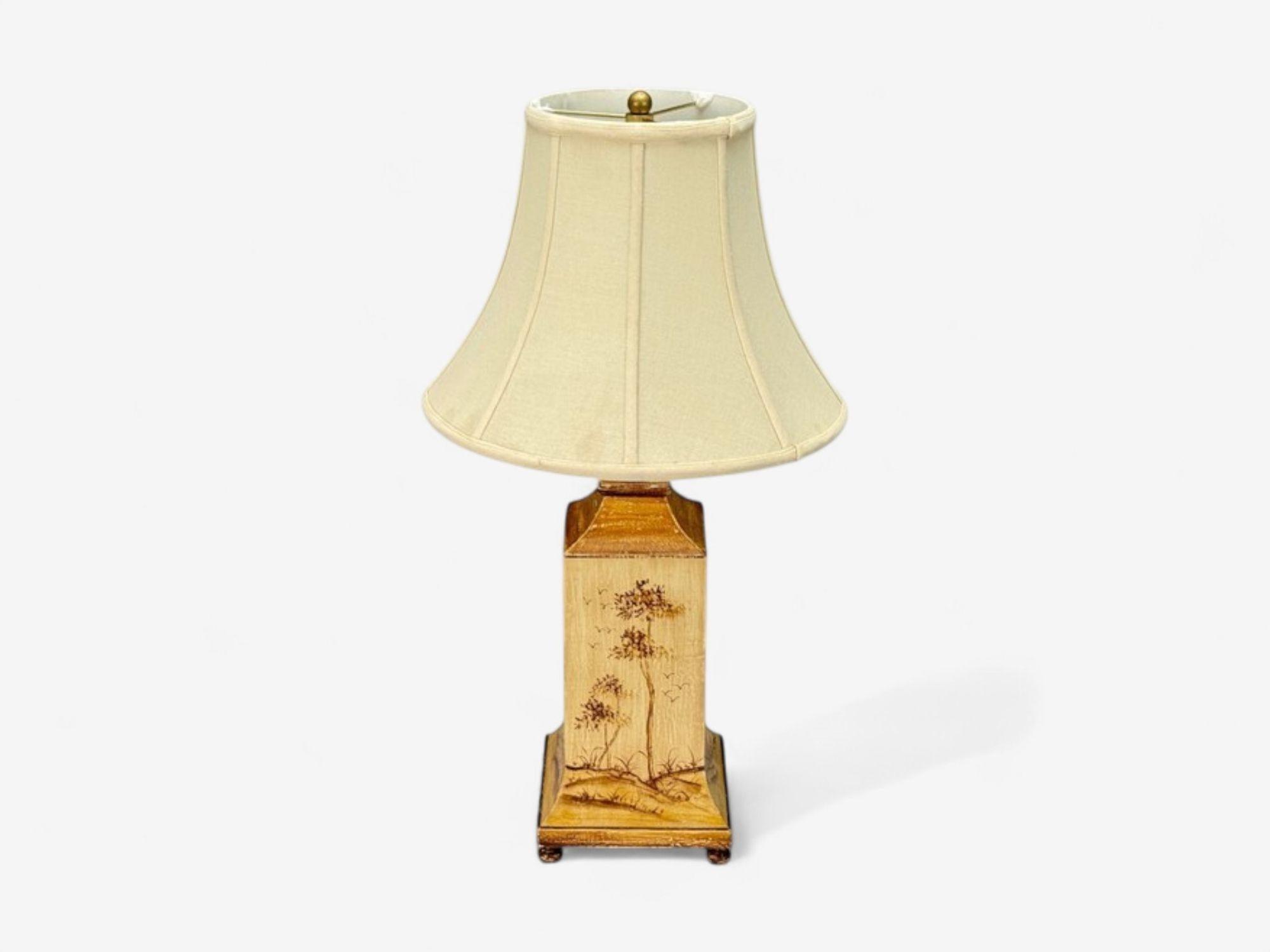 Cineserie Lampada da tavolo in legno dipinto, ottone, cineseria, USA, anni '60 in vendita