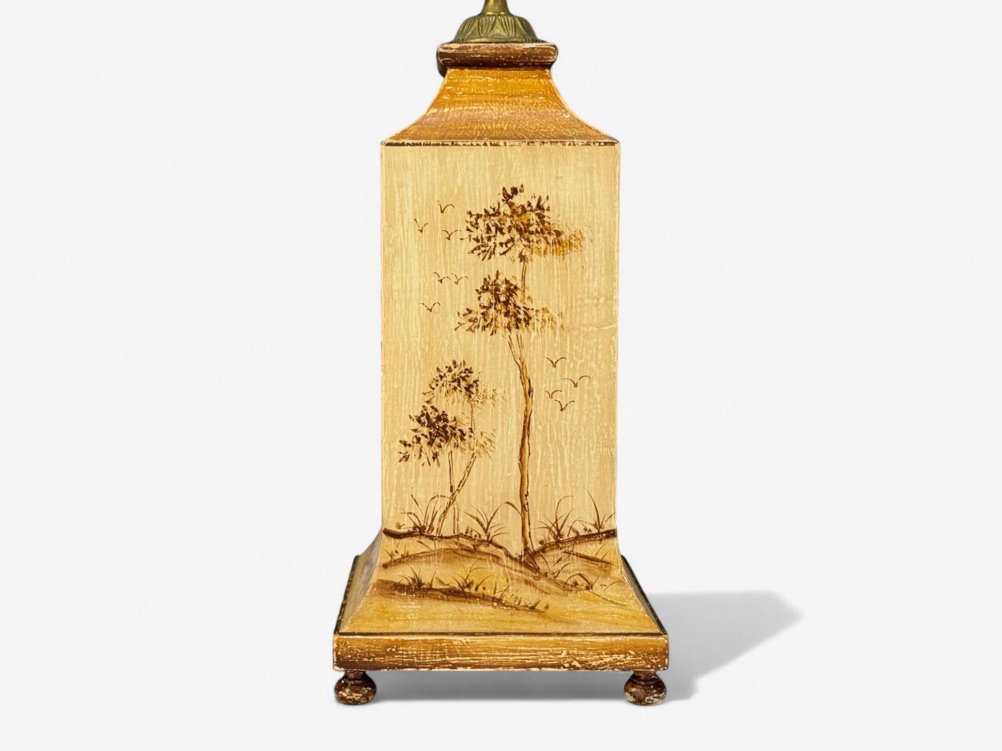 Americano Lampada da tavolo in legno dipinto, ottone, cineseria, USA, anni '60 in vendita
