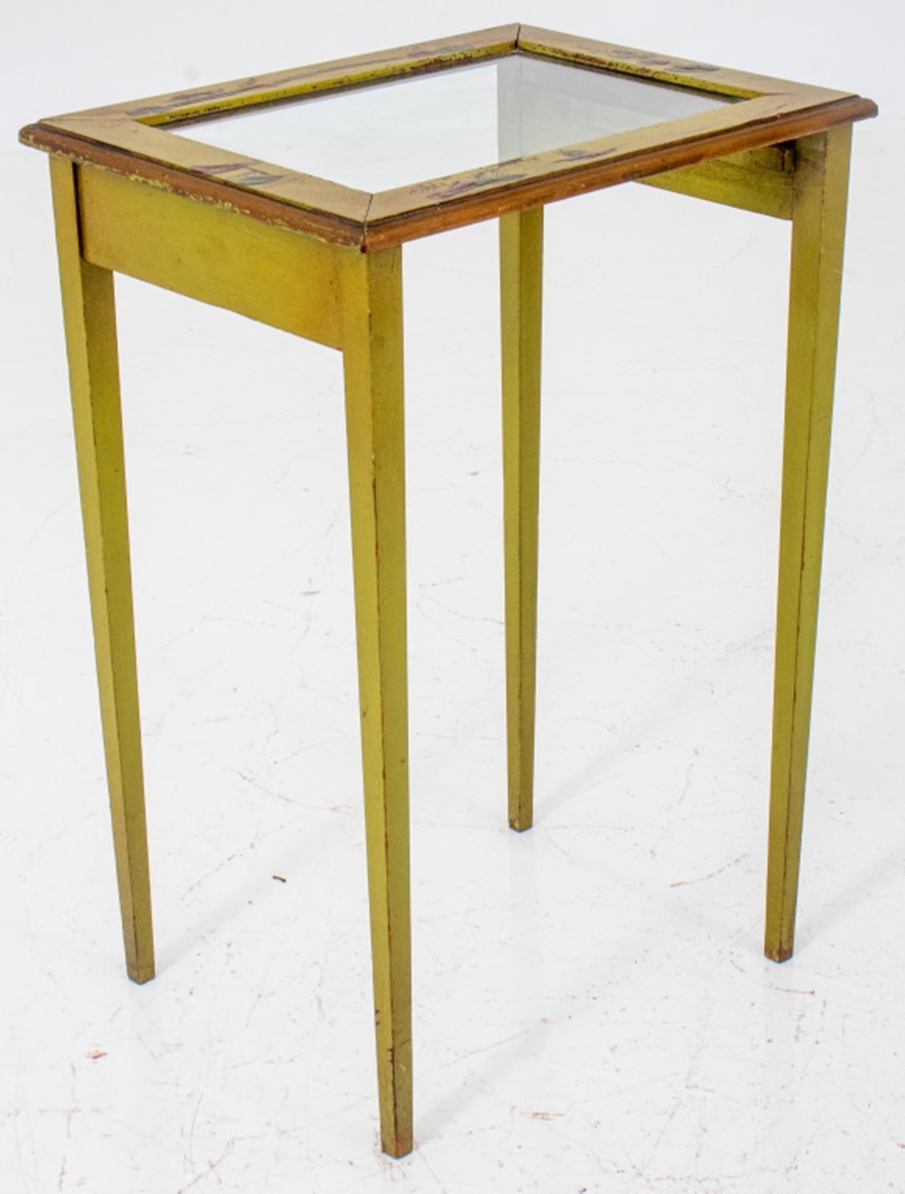 Glass Chinoiserie Painted Wooden Nesting Tables, 2