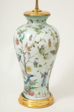 Chinoiserie Pale Blue Decalcomania Table Lamp