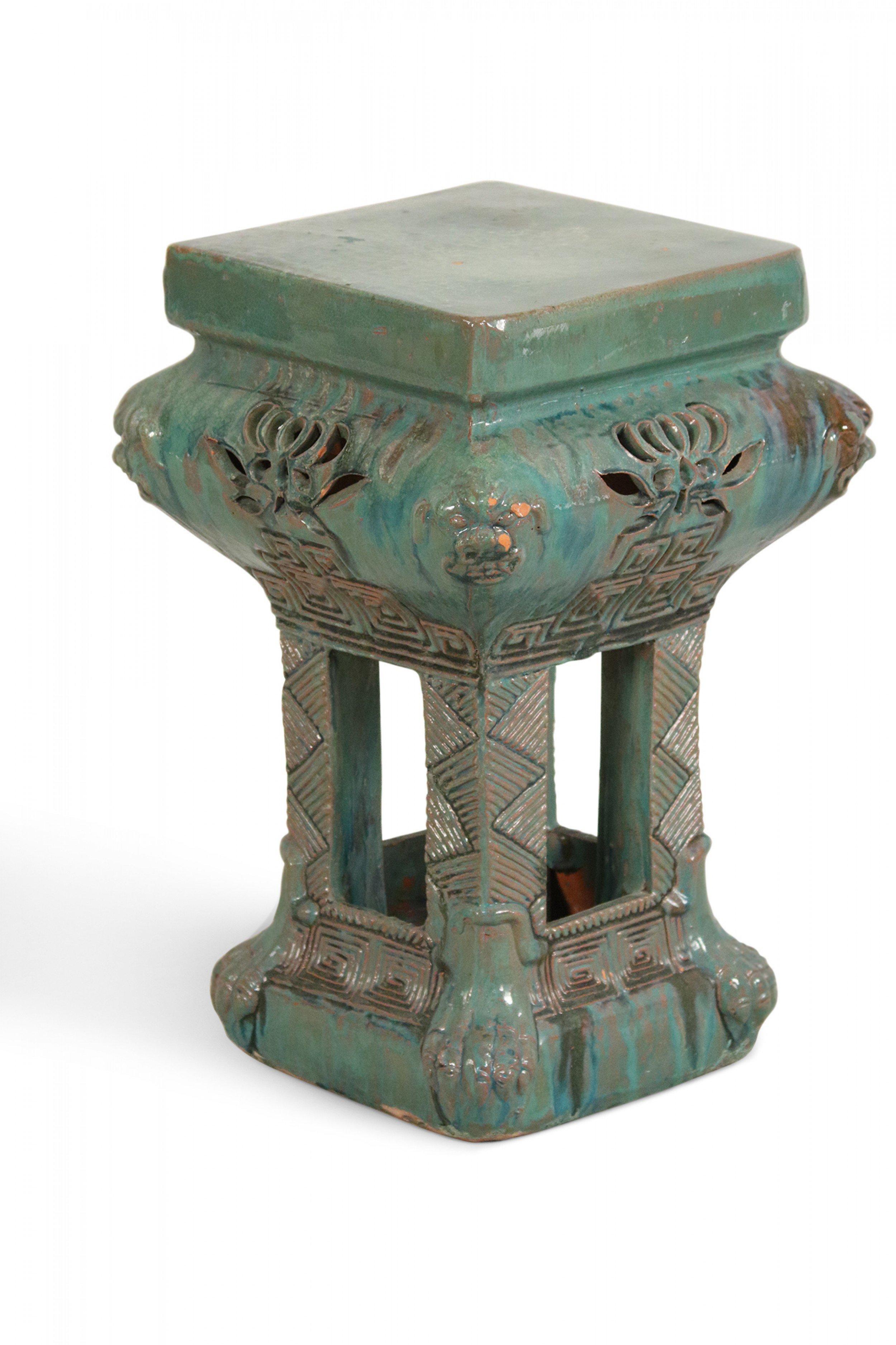 20th Century Chinoiserie Pale Green Ceramic Garden Seat For Sale