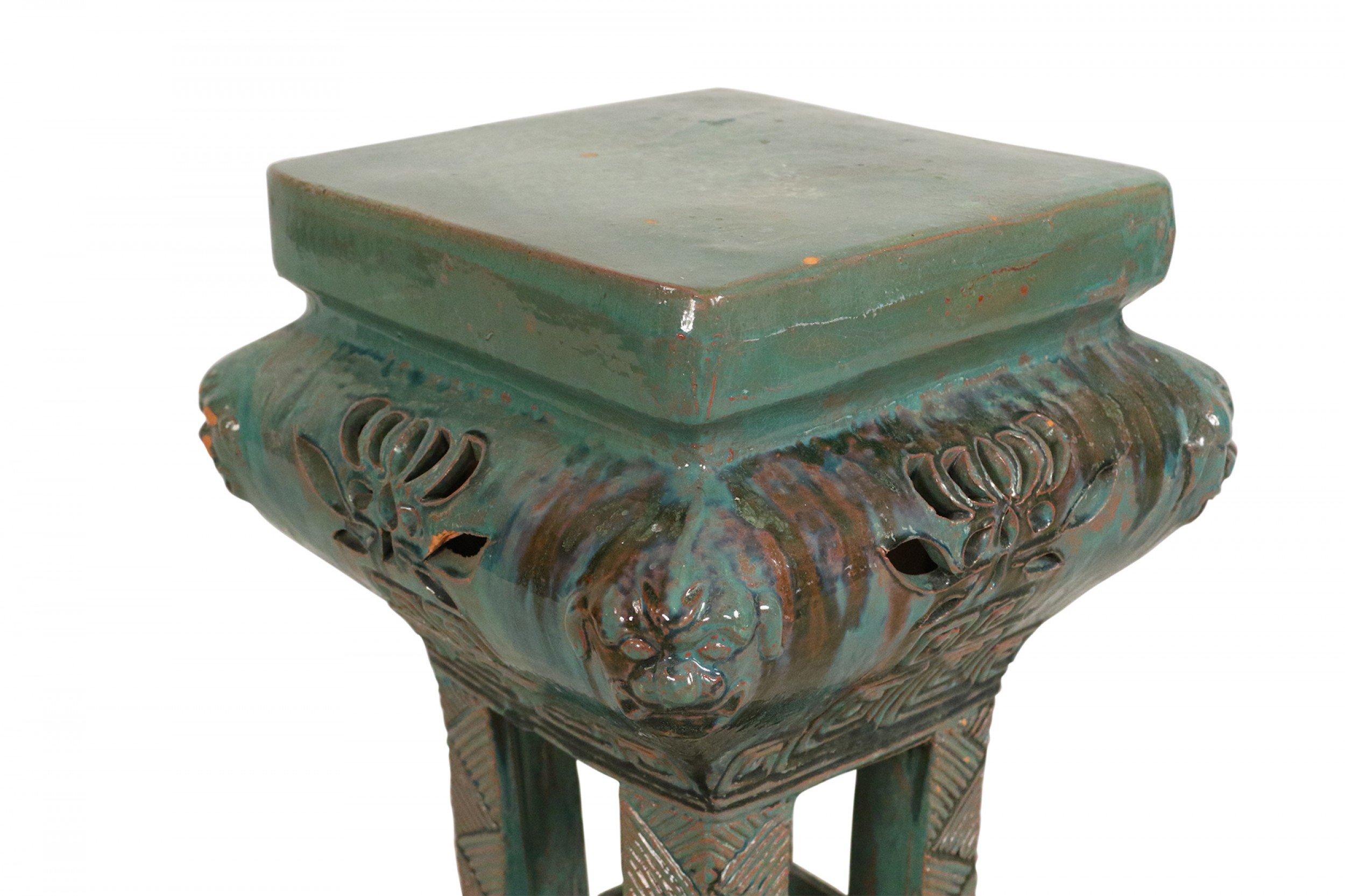 Chinoiserie Pale Green Ceramic Garden Seat For Sale 2