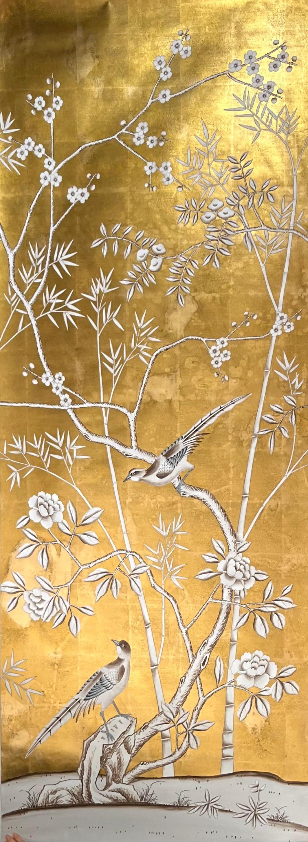 chinoiserie wallpaper gold