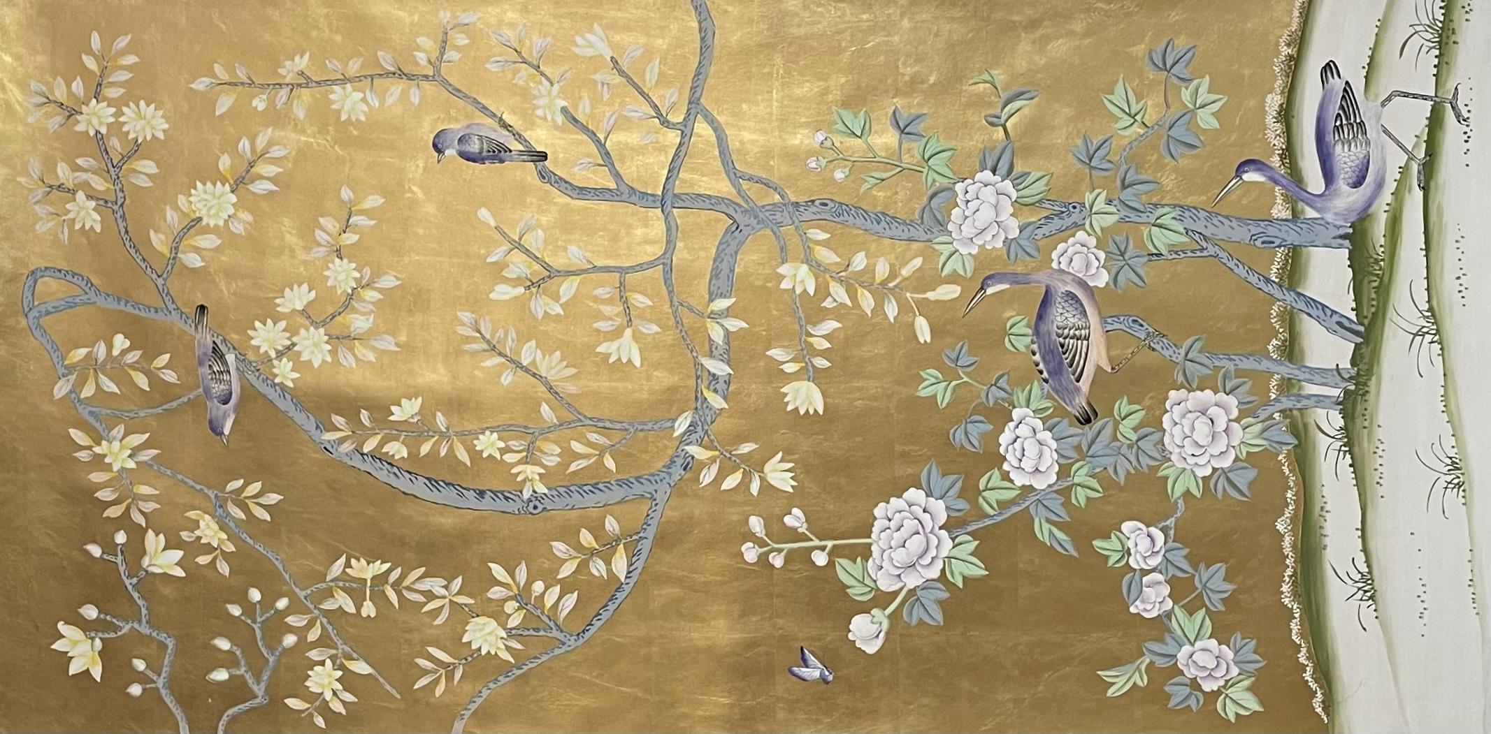 hand painted chinoiserie panels