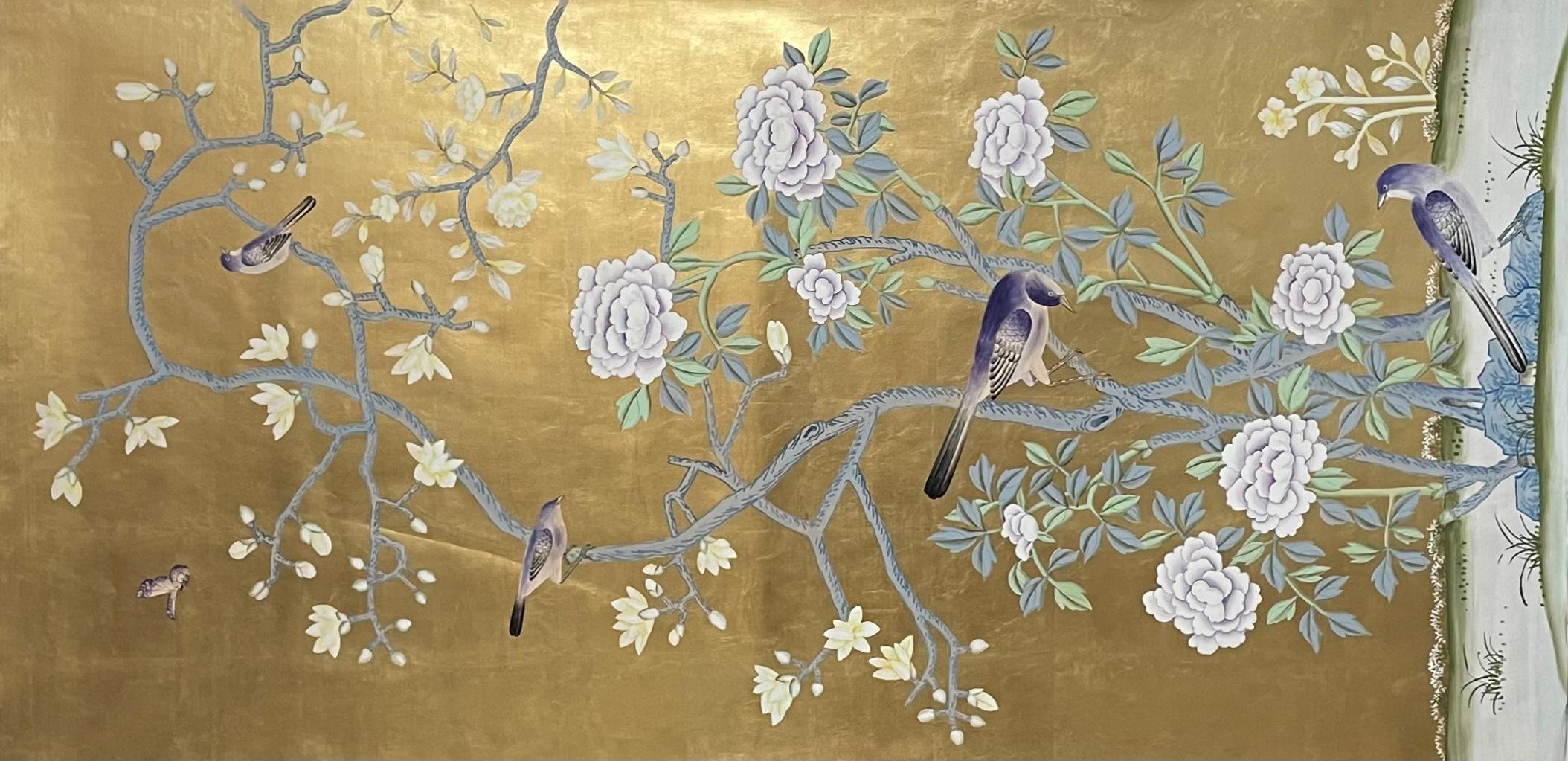 metallic chinoiserie wallpaper