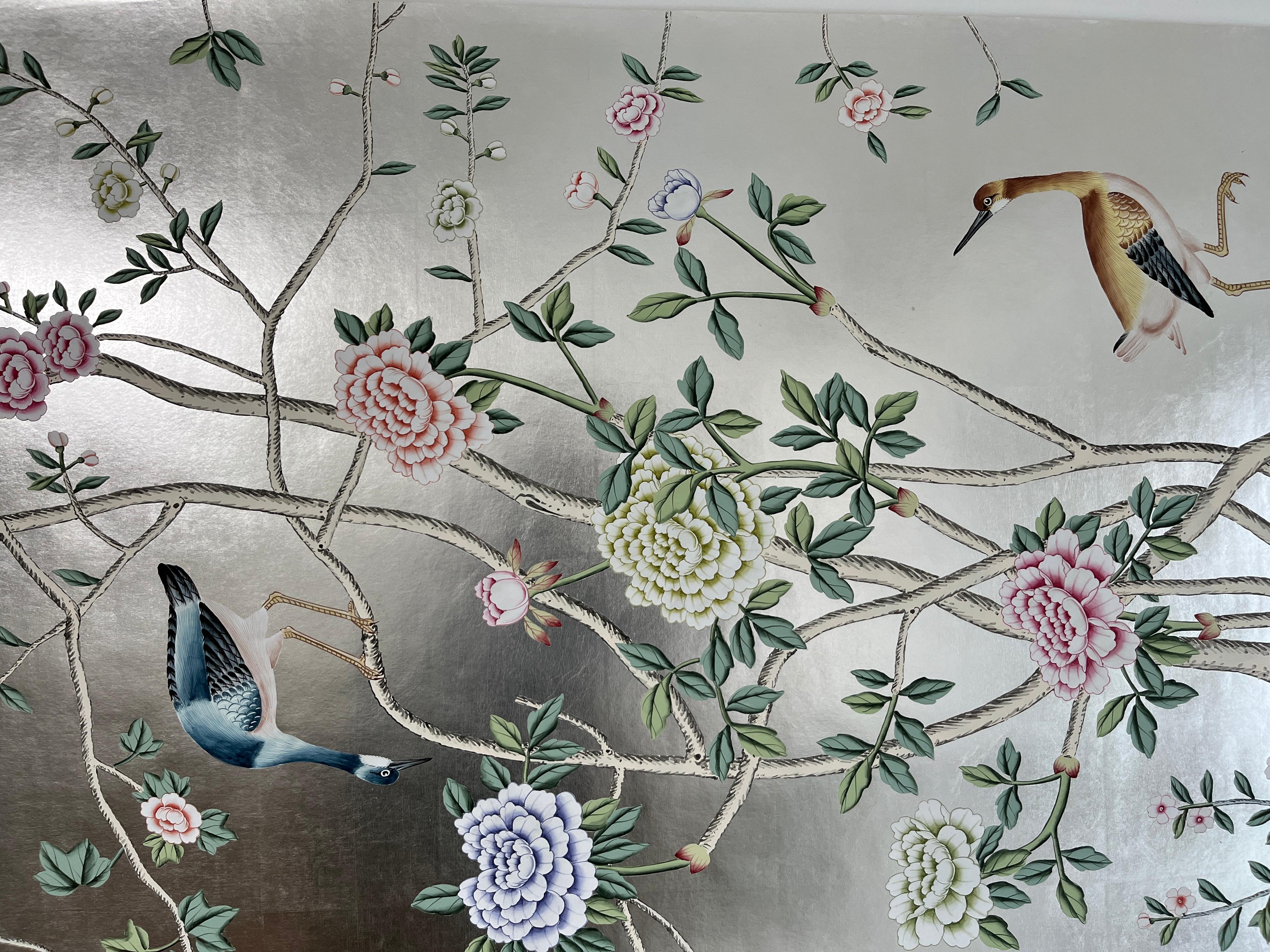 silver chinoiserie wallpaper